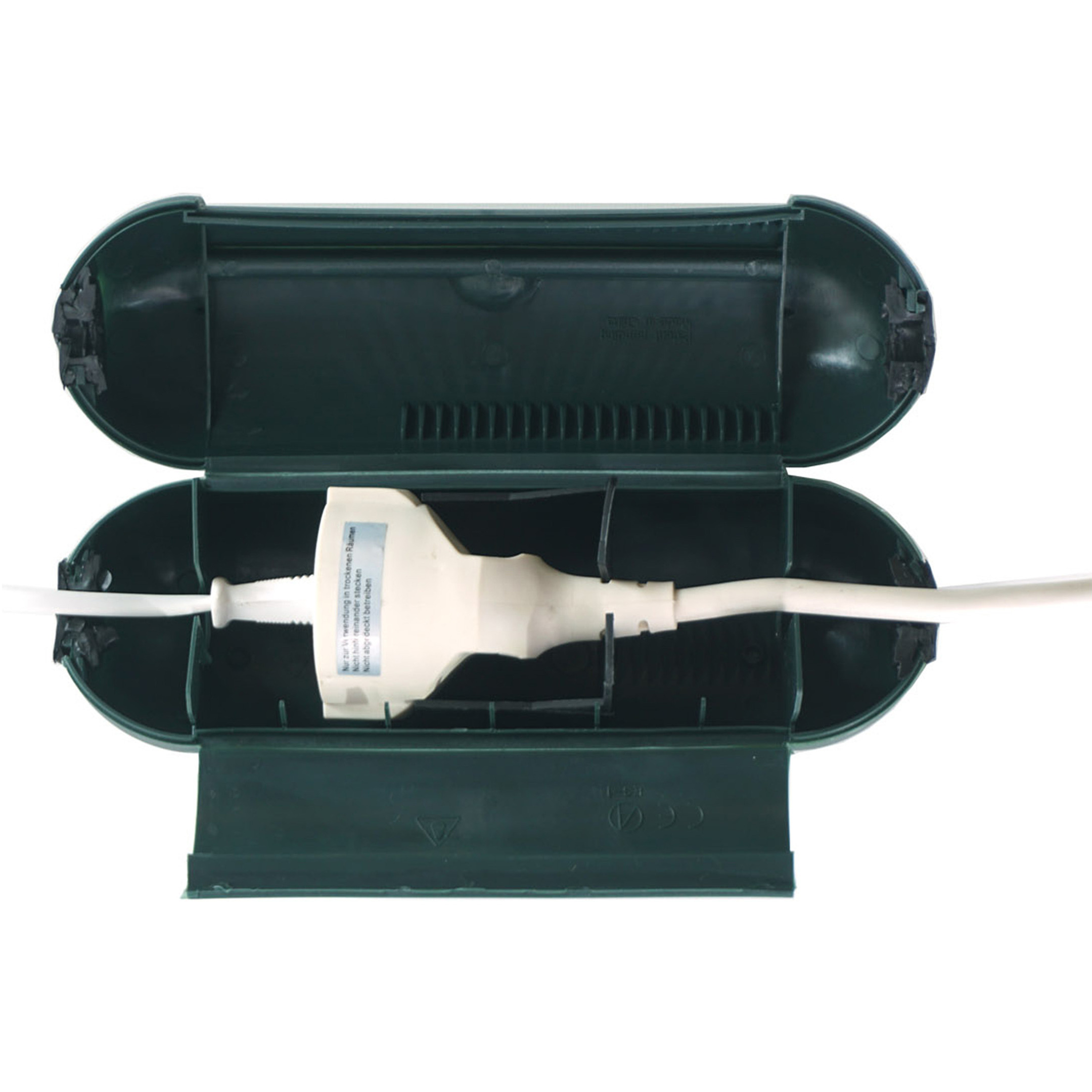 Stekkerbox/stekkersafe - spatwaterdicht - groen - kunststof - IP44 - 21 x 8 cm -