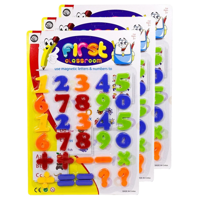 Magnetische cijfers/rekenen set - 3x - regenboog kleuren - 4 cm -