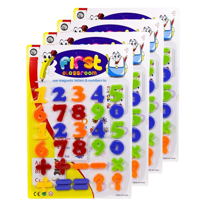 Magnetische cijfers/rekenen set - 4x - regenboog kleuren - 4 cm -