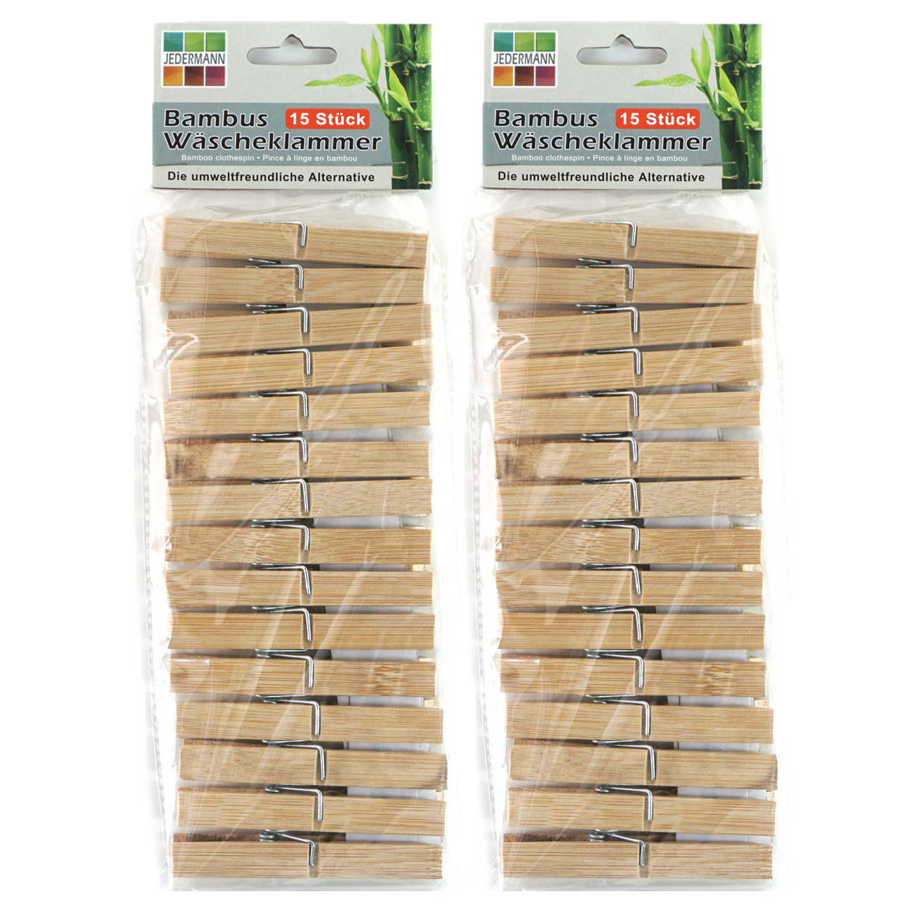 Jedermann wasknijpers - 30x - bamboe hout - 9,5 cm -