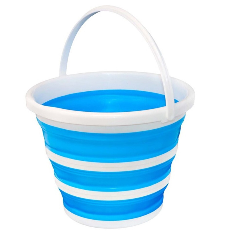 Emmer opvouwbaar - 15L - blauw/wit - kunststof en rubber -