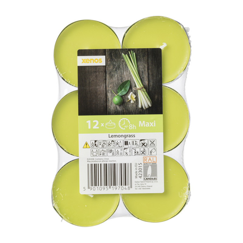 Geurwaxinelichten - lemongras - set van 12