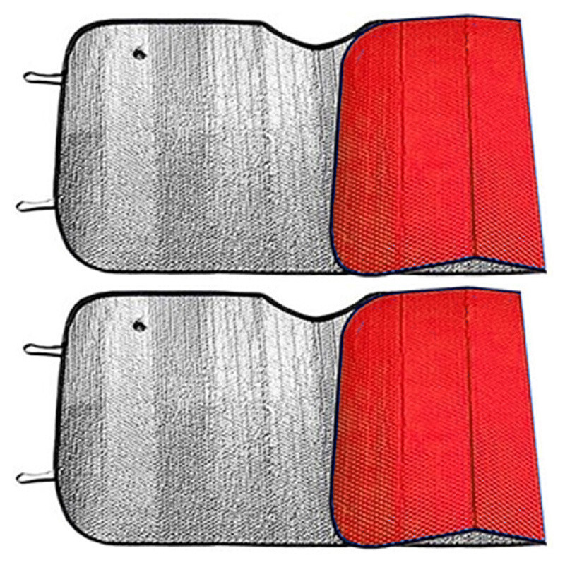 Auto zonnescherm - 2x - rood - aluminium - L60 x B130 cm -