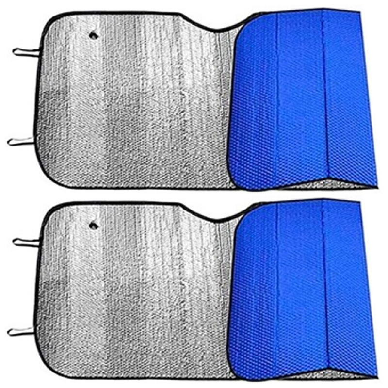 Auto zonnescherm - 2x - blauw - aluminium - L70 x B150 cm -