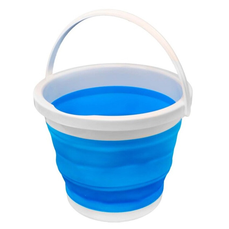 Emmer opvouwbaar - 5L - blauw/wit - kunststof en rubber -