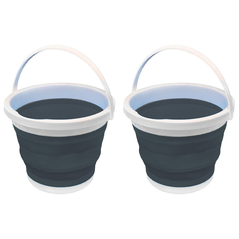 Emmer opvouwbaar - 2x - 5L - grijs/wit - kunststof en rubber -