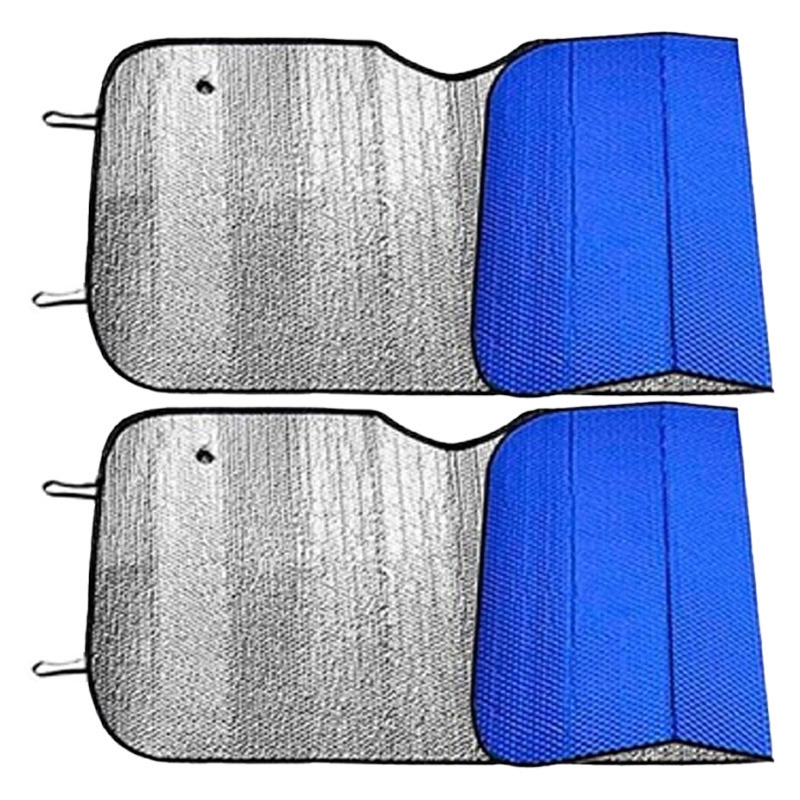 Auto zonnescherm - 2x - blauw - aluminium - L60 x B130 cm -
