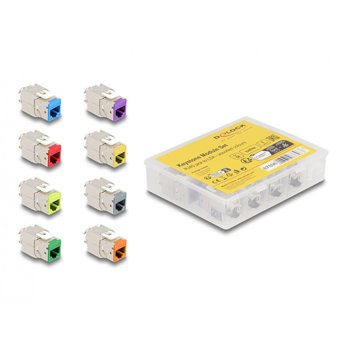DeLOCK Keystone Module RJ45 Jack naar LSA Cat 6a toolfree, 8 stuks keystone module