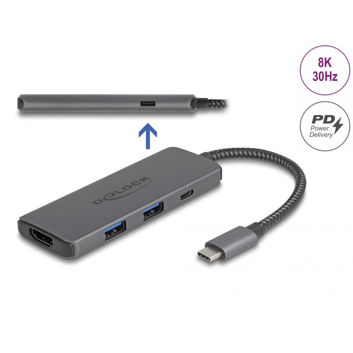 DeLOCK USB Type-C Docking Station 8K dockingstation HDMI, USB, PD 3.0 100 W
