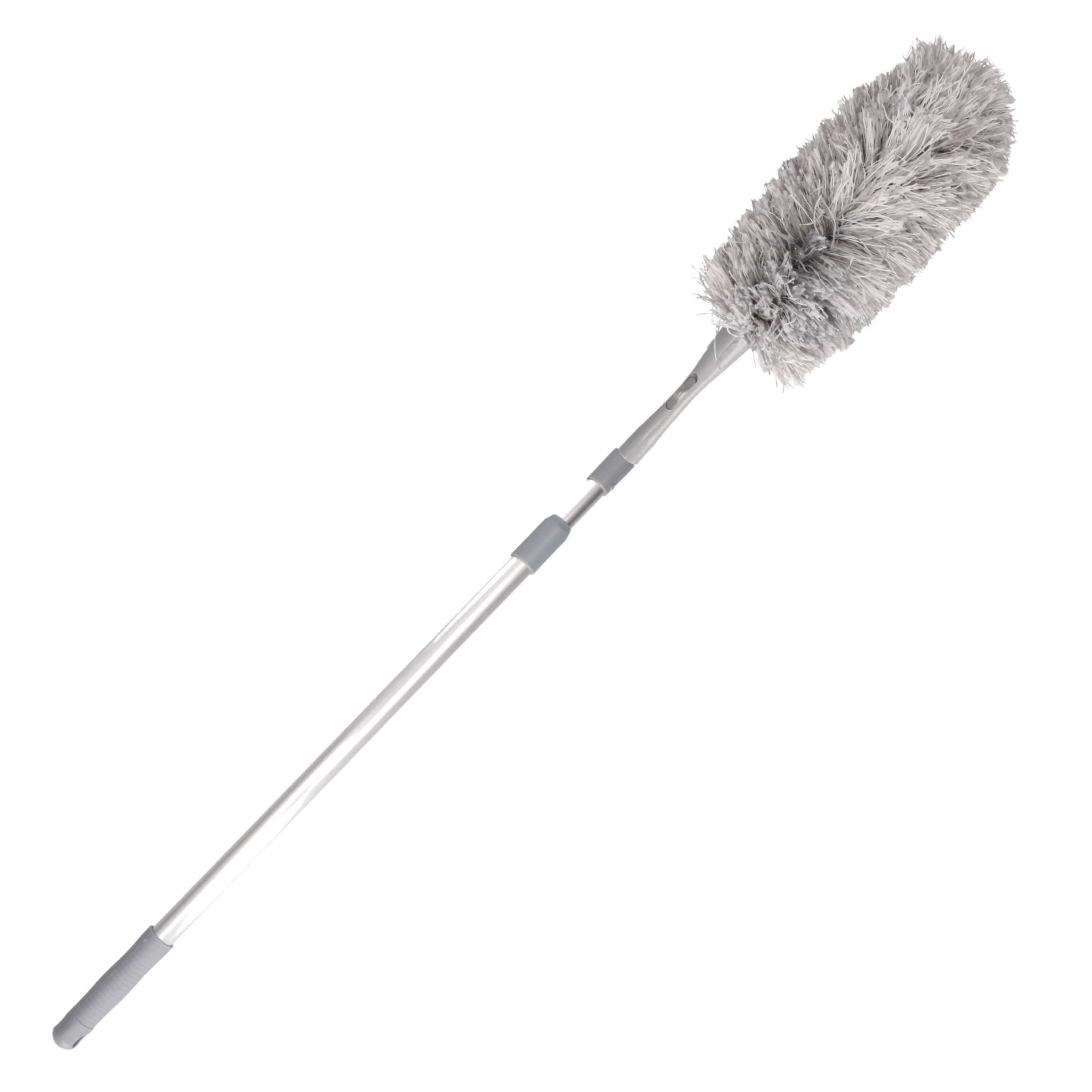 Plumeau/duster - uitschuifbaar - microvezel/metaal - grijs - 120-200 cm -