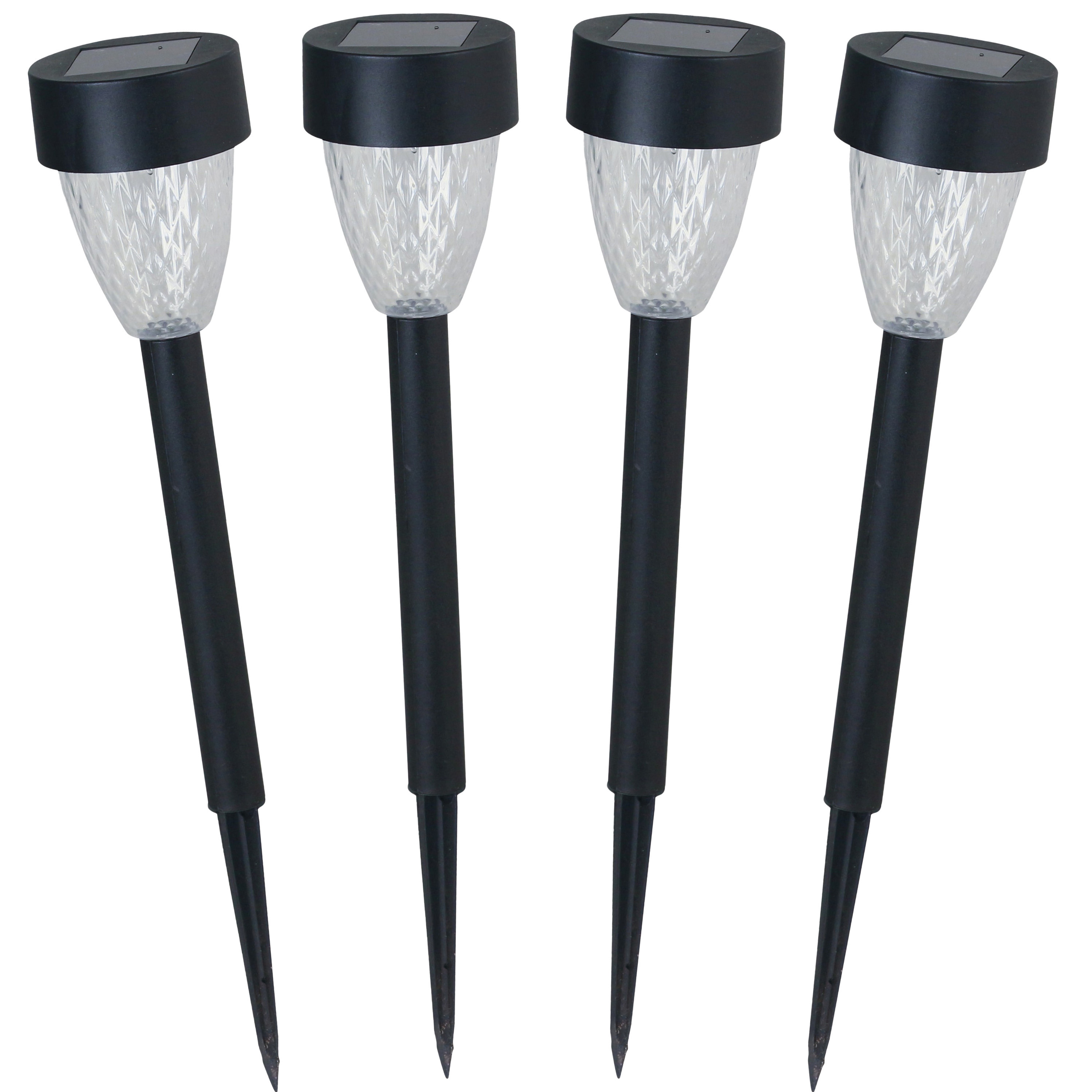 Solar tuinlamp - 4x - zwart - LED Softtone effect - oplaadbaar - D7 x H37 cm -