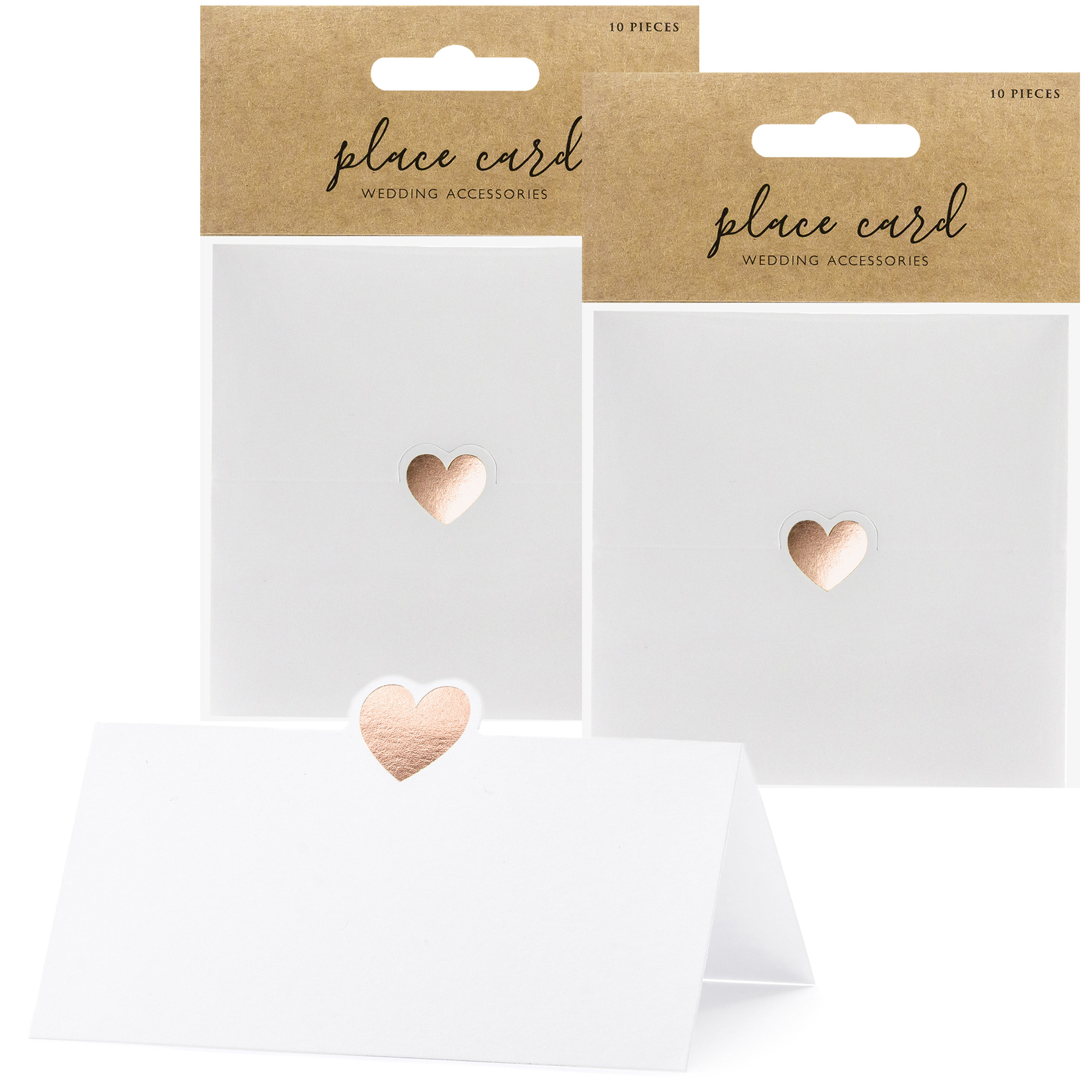 Naamkaartjes/plaatskaartjes Lief - Bruiloft - rosegoud/wit - 100x stuks - 10 x 5 cm -