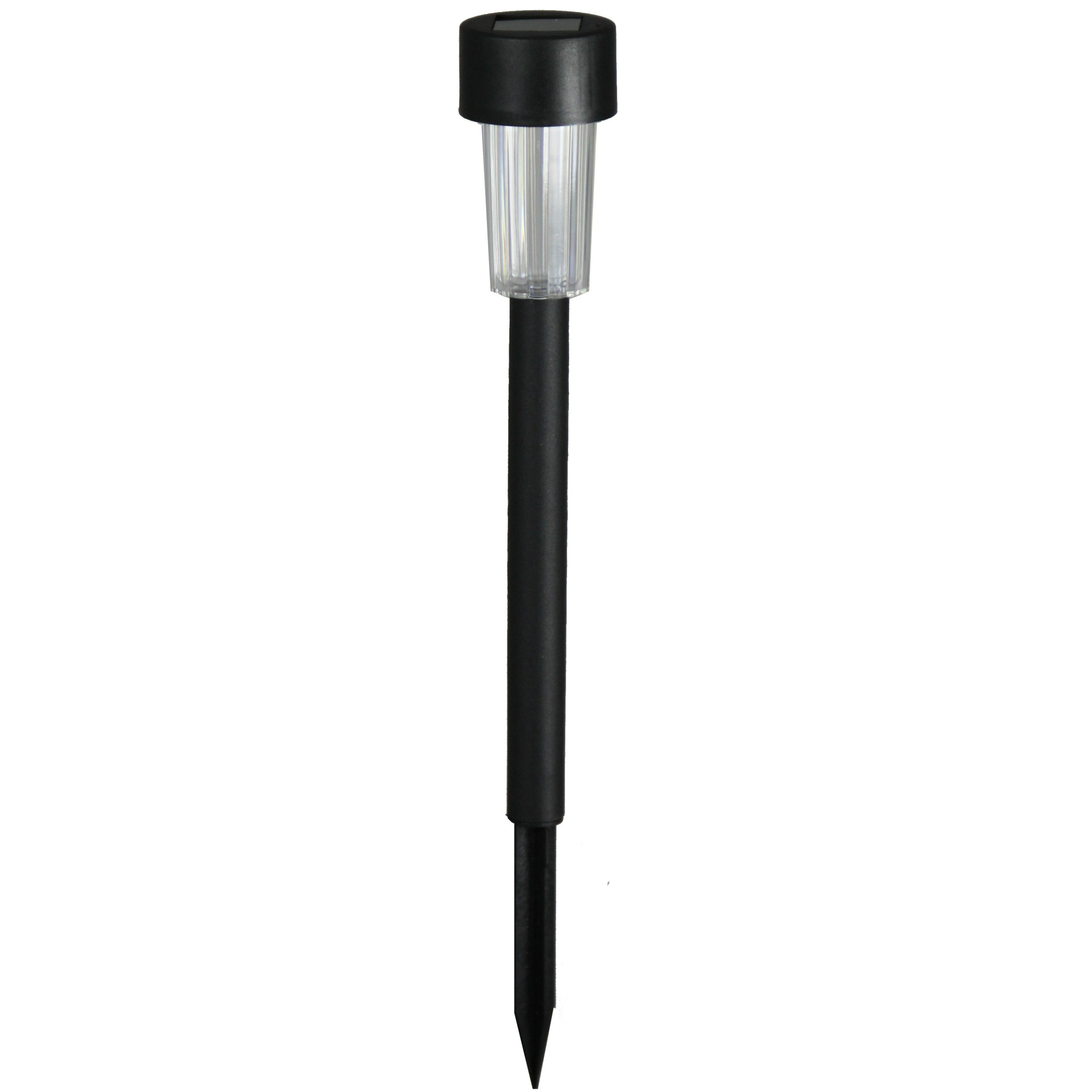 Solar tuinlamp - 1x - zwart - LED warm wit - oplaadbaar - D4,7 x H32,5 cm -