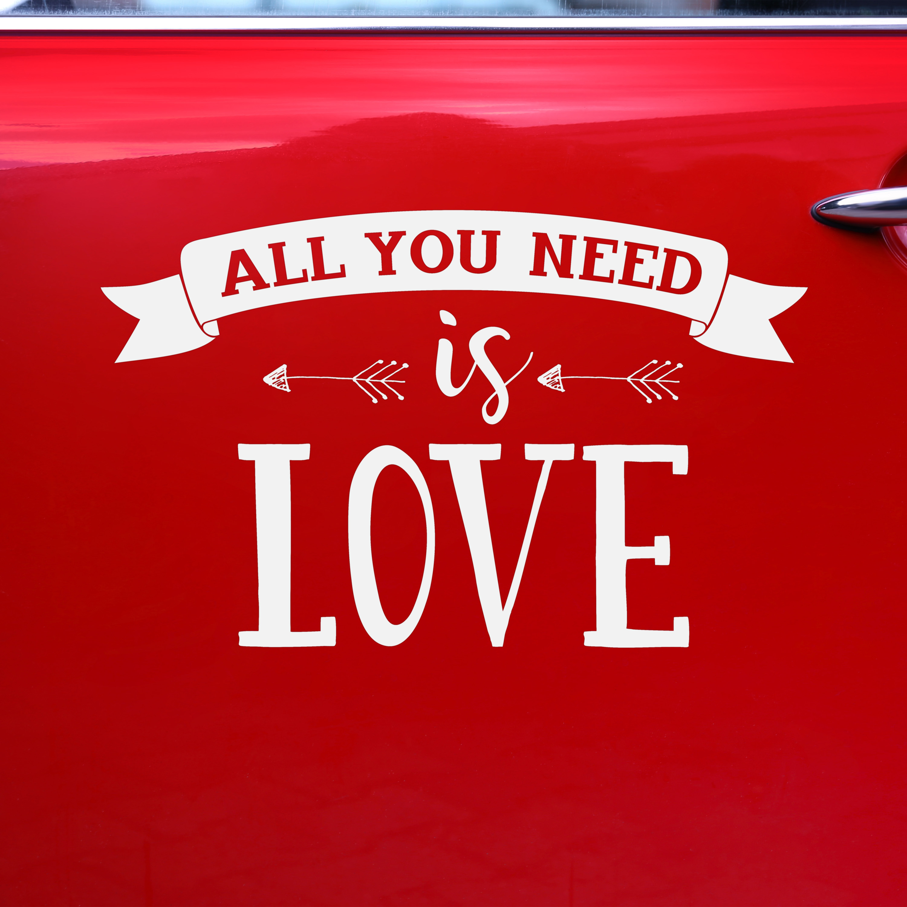 Trouwauto decoratie sticker/autosticker Love - Bruiloft - wit - 33 x 45 cm - just married -