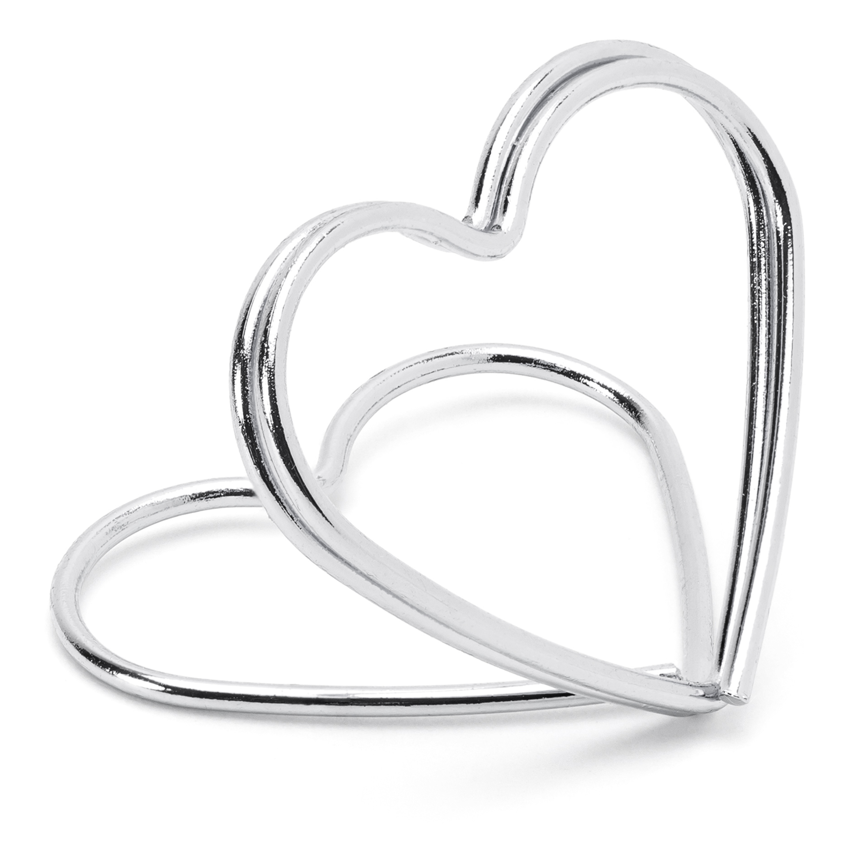 Naamkaart/plaatskaart houders - hartje - Bruiloft - 10x stuks - zilver - 2,5 cm -