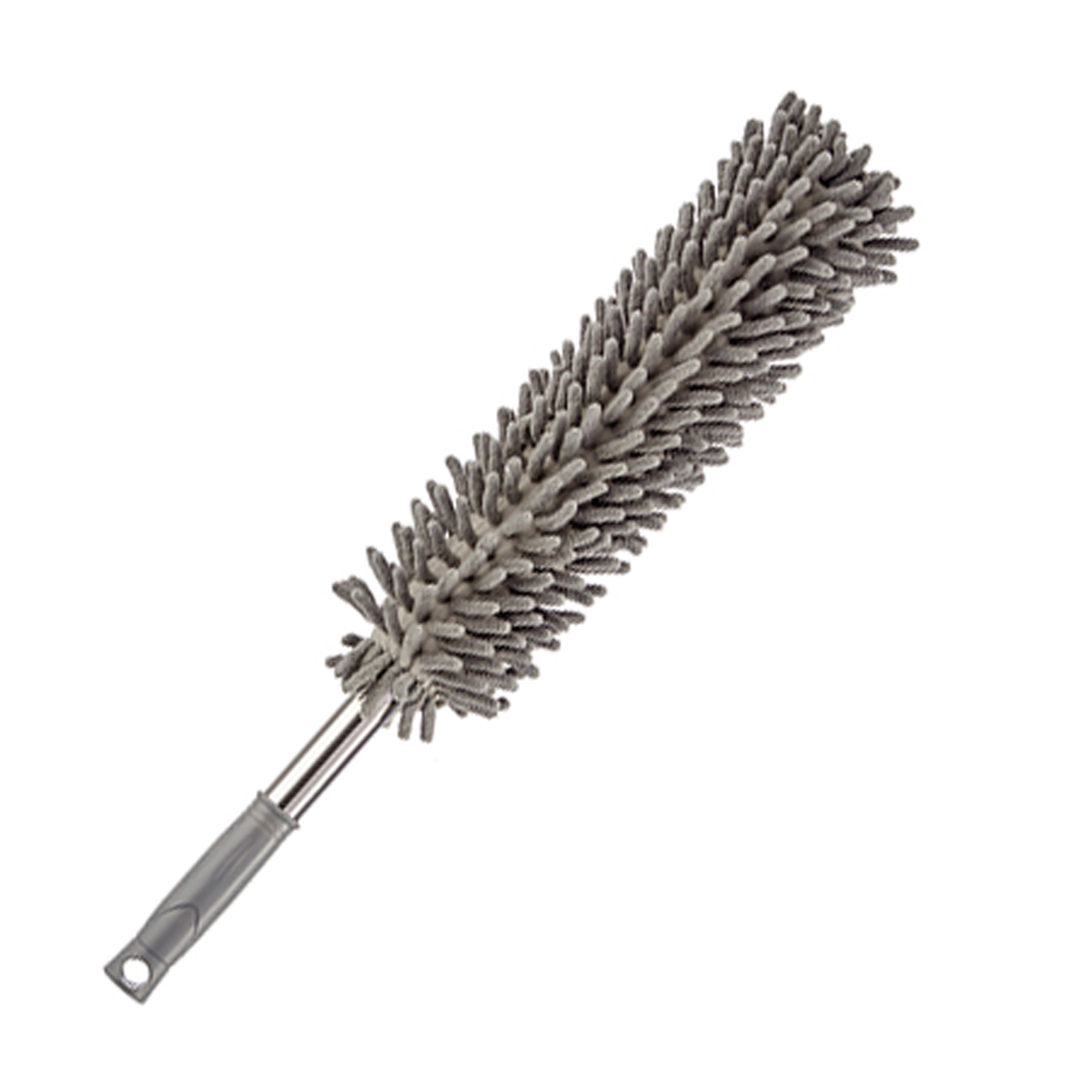 Plumeau/duster metallic - microvezel - lichtgrijs - 54 cm -