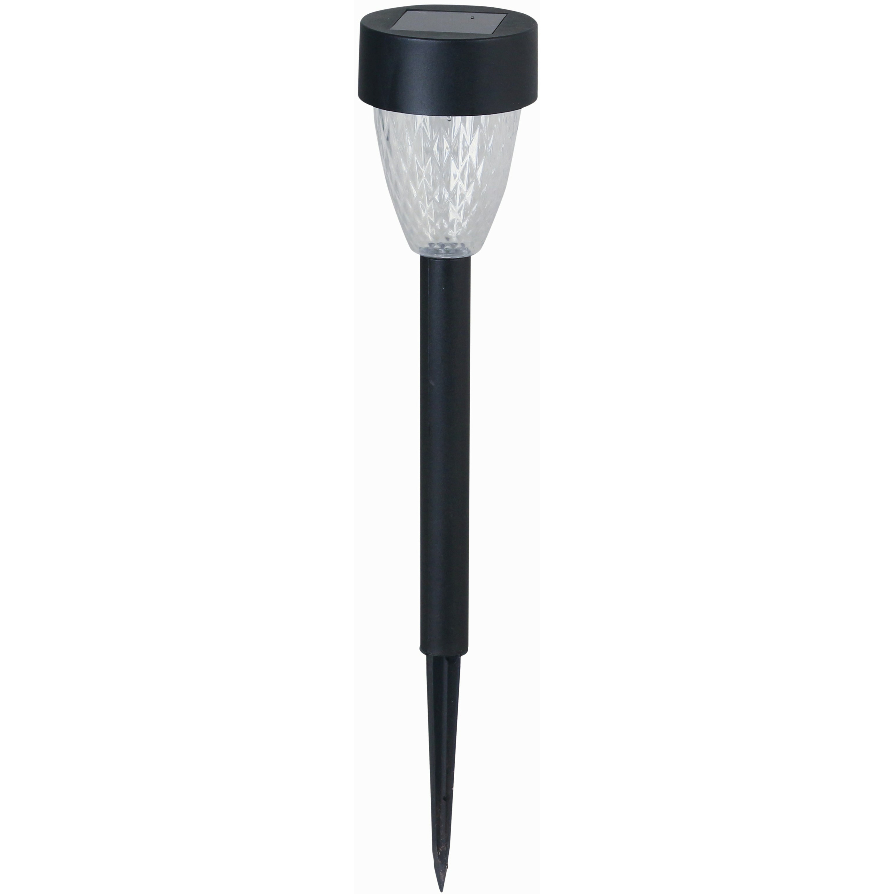 Solar tuinlamp - 1x - zwart - LED Softtone effect - oplaadbaar - D7 x H37 cm -