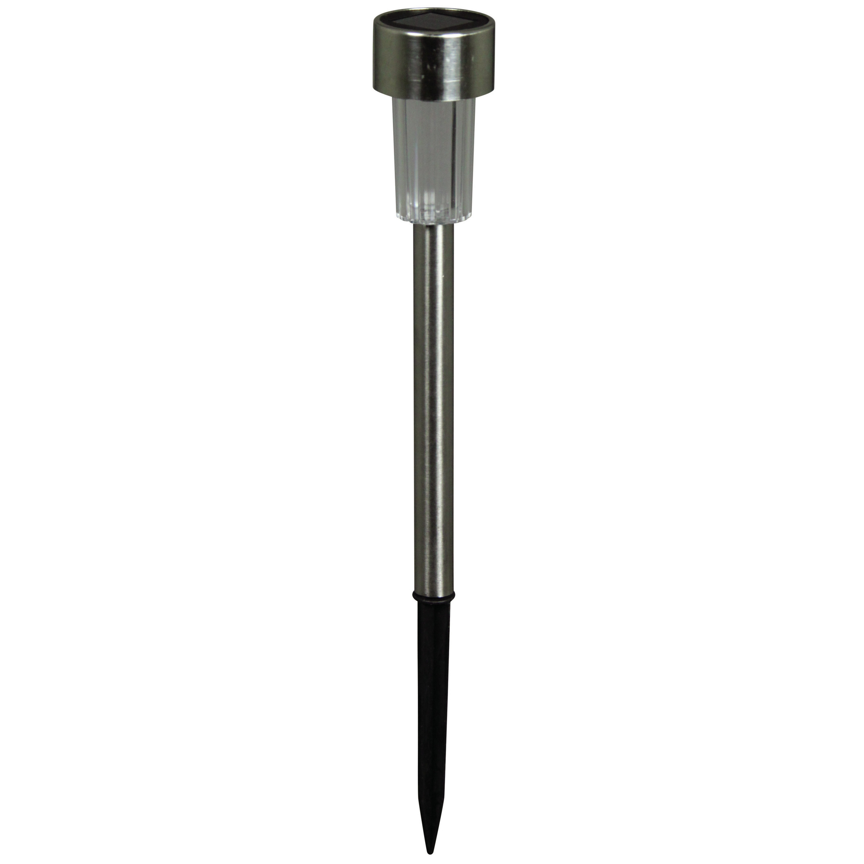 Solar tuinlamp - 1x - RVS - LED warm wit - oplaadbaar - D4,7 x H32,5 cm -