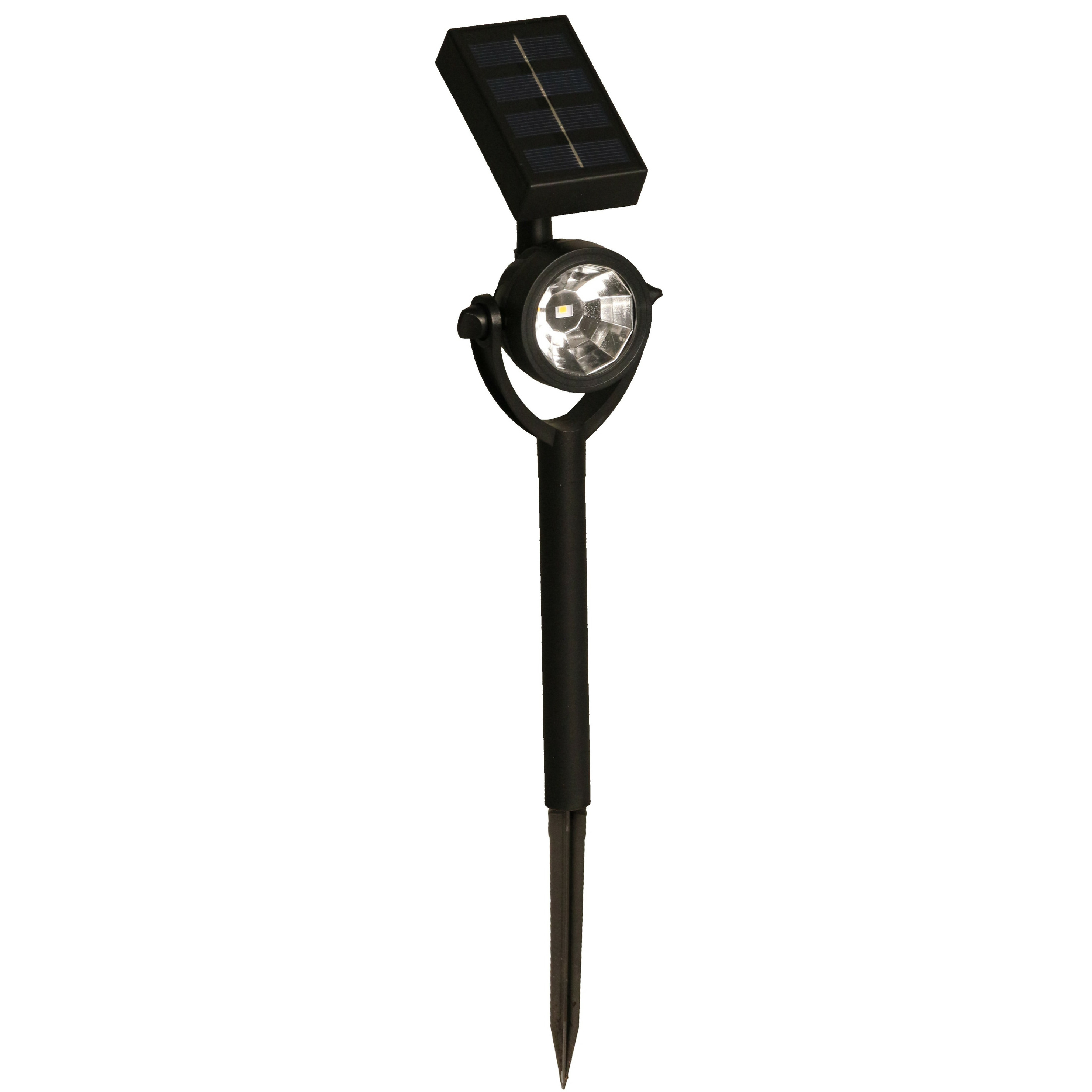 Solar tuinlamp/spotlamp - 1x - zwart - LED Softtone effect - oplaadbaar - L8 x B5,5 x H35 cm -
