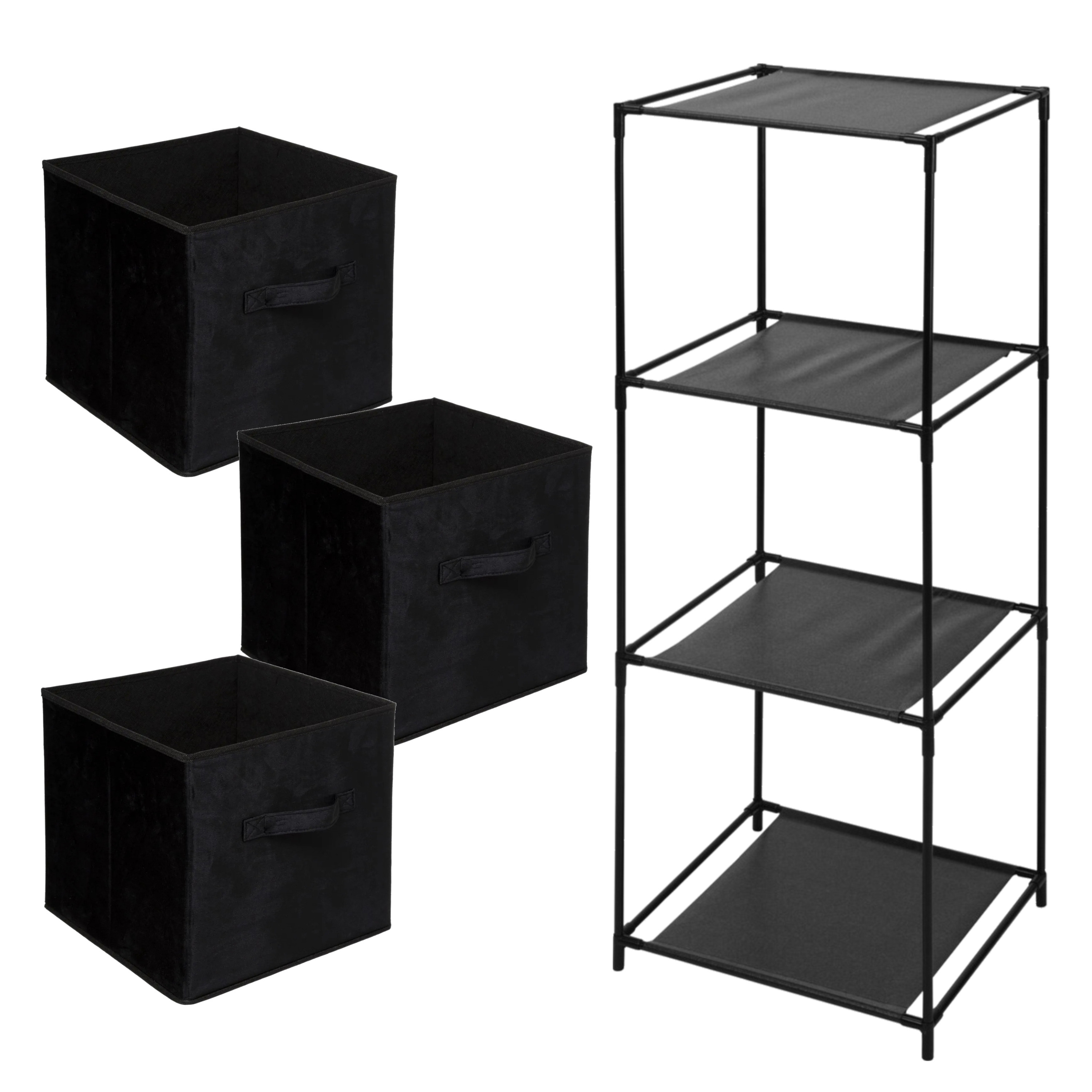 Opbergrek 3-laags Smartrack - 3x mandjes polyester - zwart - 34 x 98 cm -