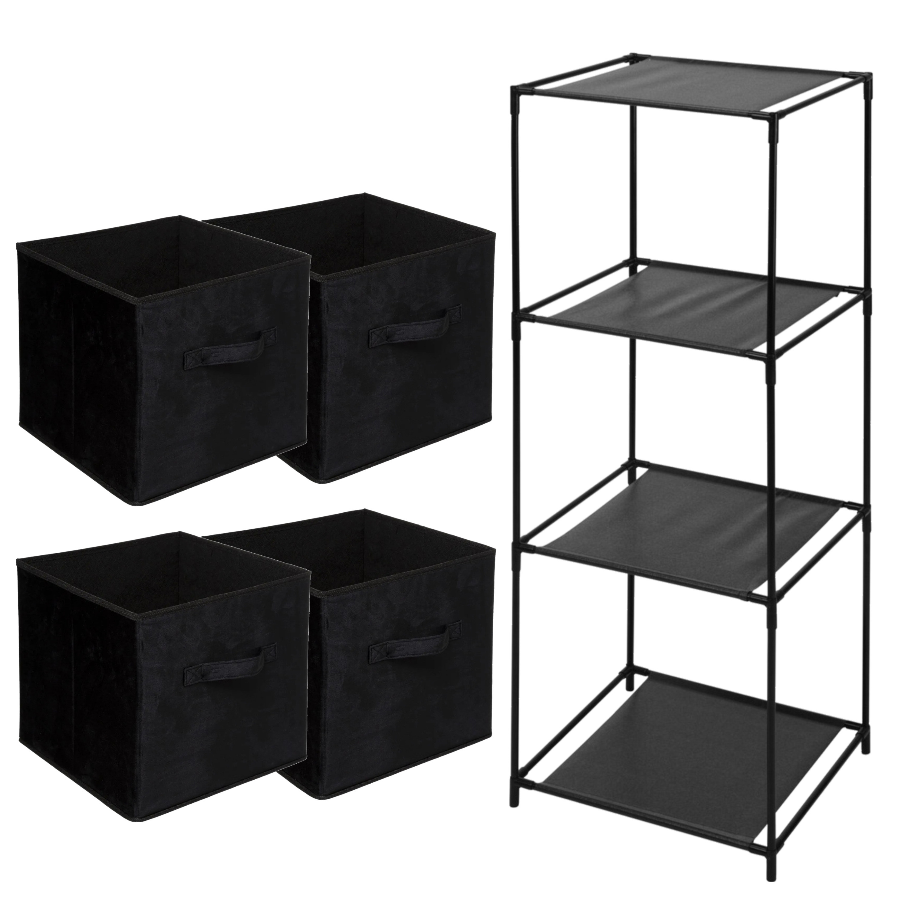 Opbergrek 4-laags Smartrack - 4x mandjes polyester - zwart - 34 x 98 cm -