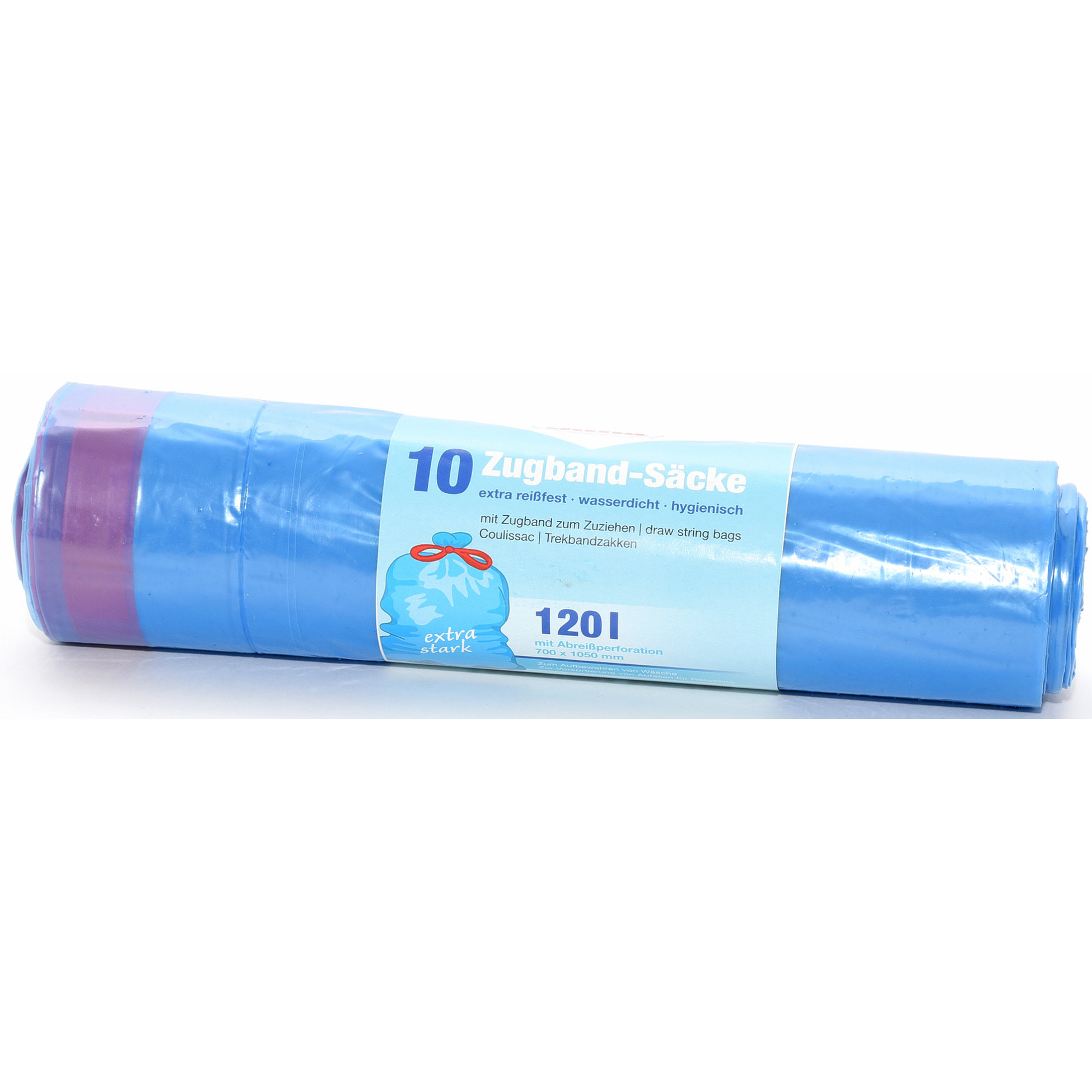 Afvalzakken/vuilniszakken - 10x - 120 liter - blauw - incl. handvaten -