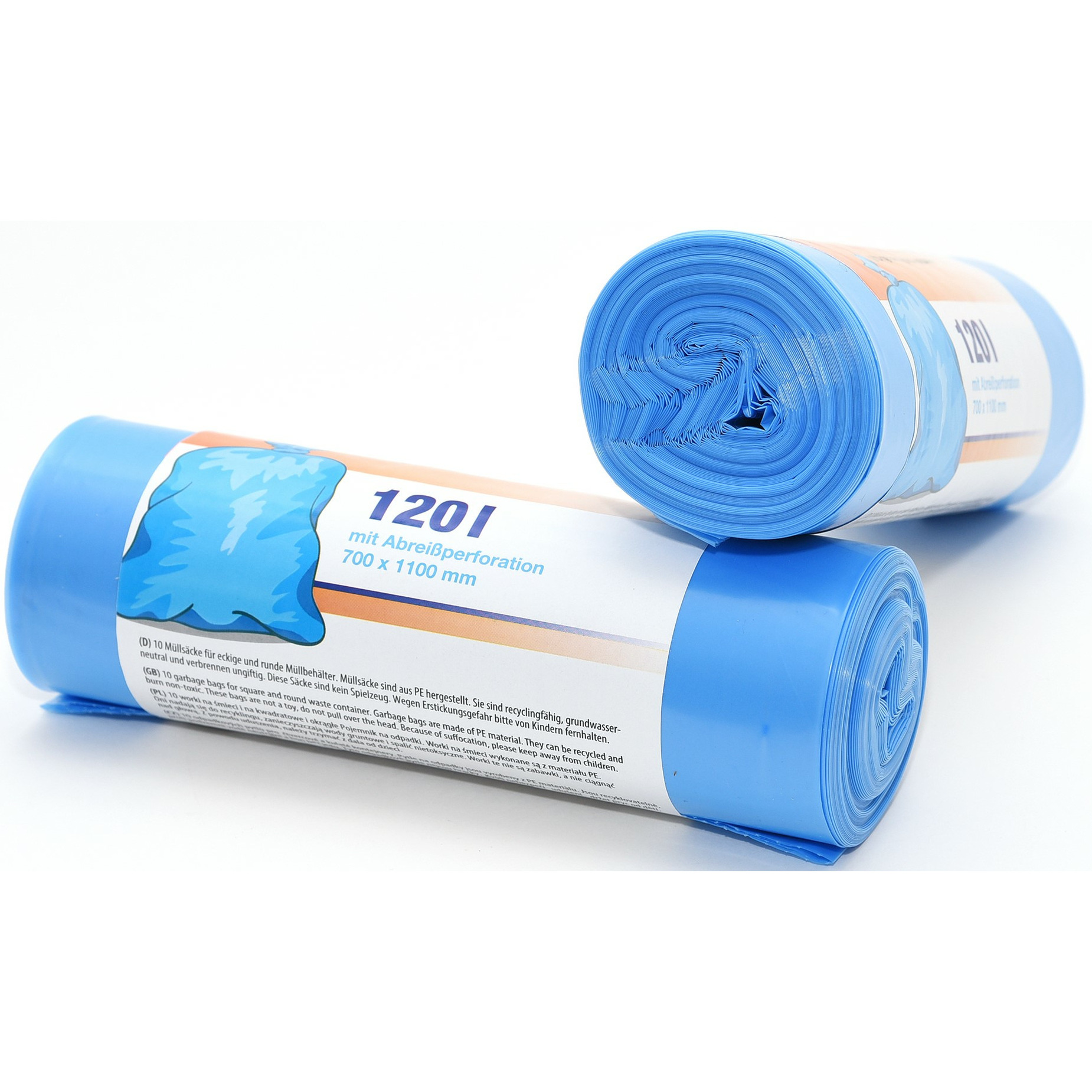 Afvalzakken/vuilniszakken - 30x - 120 liter - blauw - incl. handvaten -