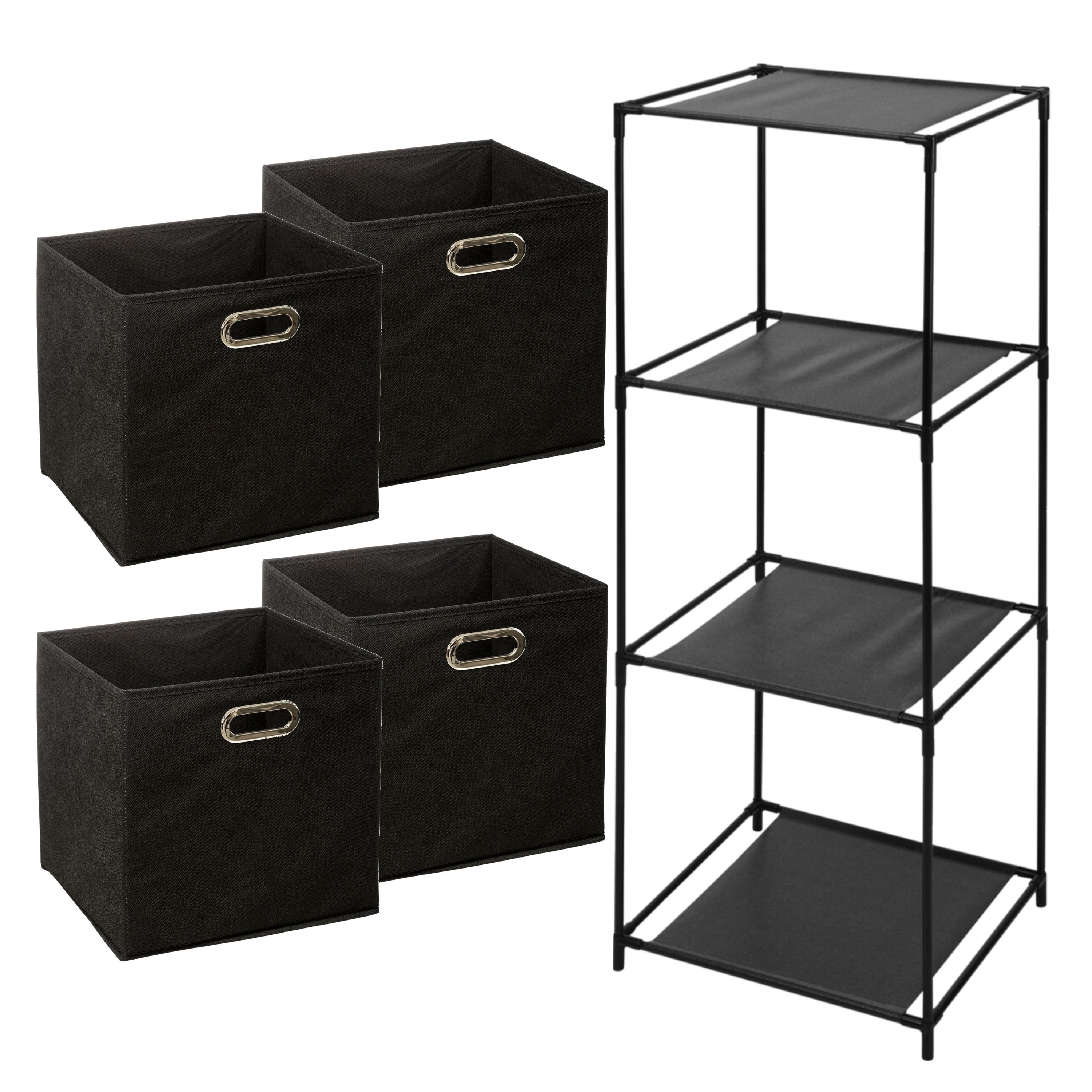 Opbergrek 4-laags Smartrack - 4x mandjes linnen - zwart - 34 x 104 cm -