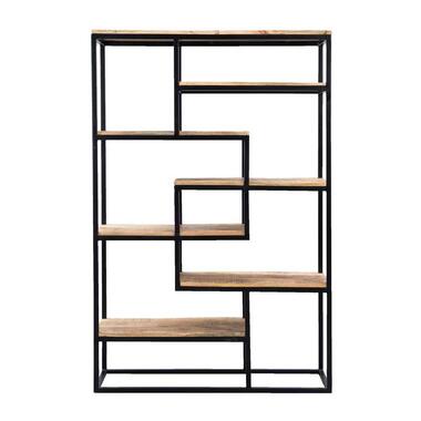 Wandmeubel Kyan - zwart/naturel - 180x120x40 cm - Leen Bakker
