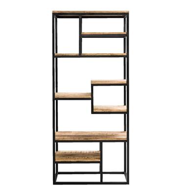 Wandmeubel Kyan - zwart/naturel - 180x80x40 cm - Leen Bakker