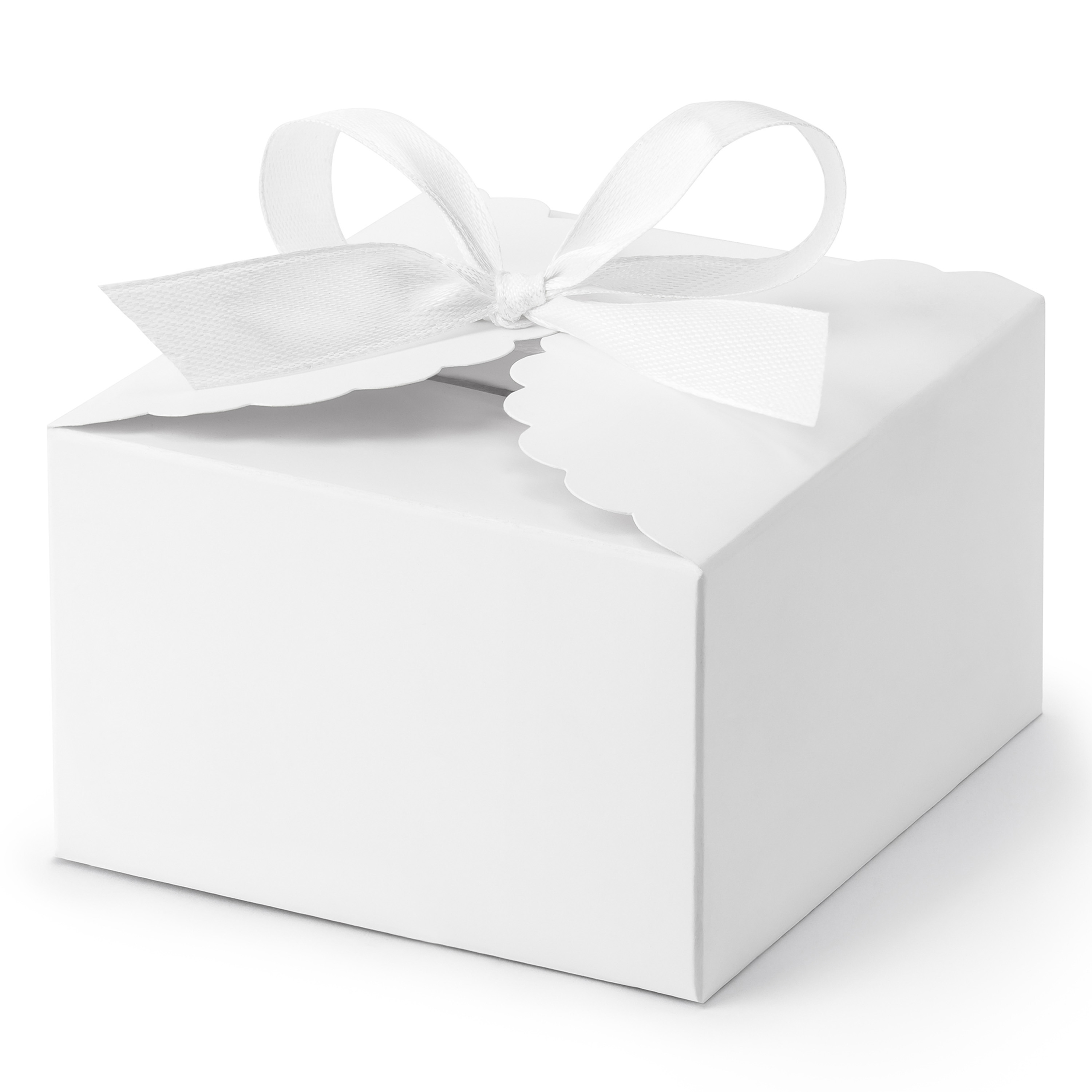 Cadeaudoosje Wolkje - Bruiloft bedankje - 10x stuks met lintje - wit - 8 x 5 cm -