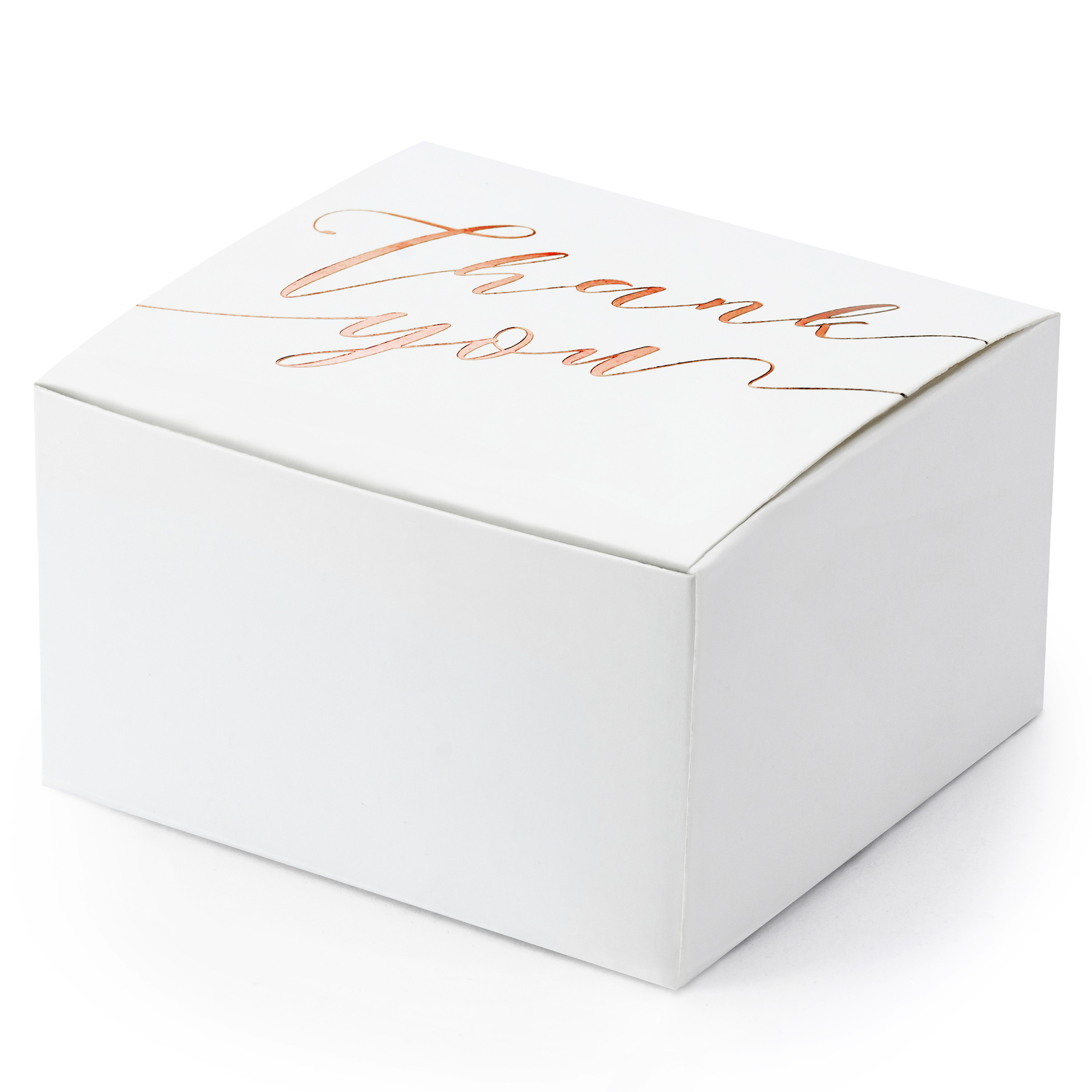 Cadeaudoosje Thank You - Bruiloft bedankje - 10x stuks - wit/rosegoud - papier - 6 x 4 cm -