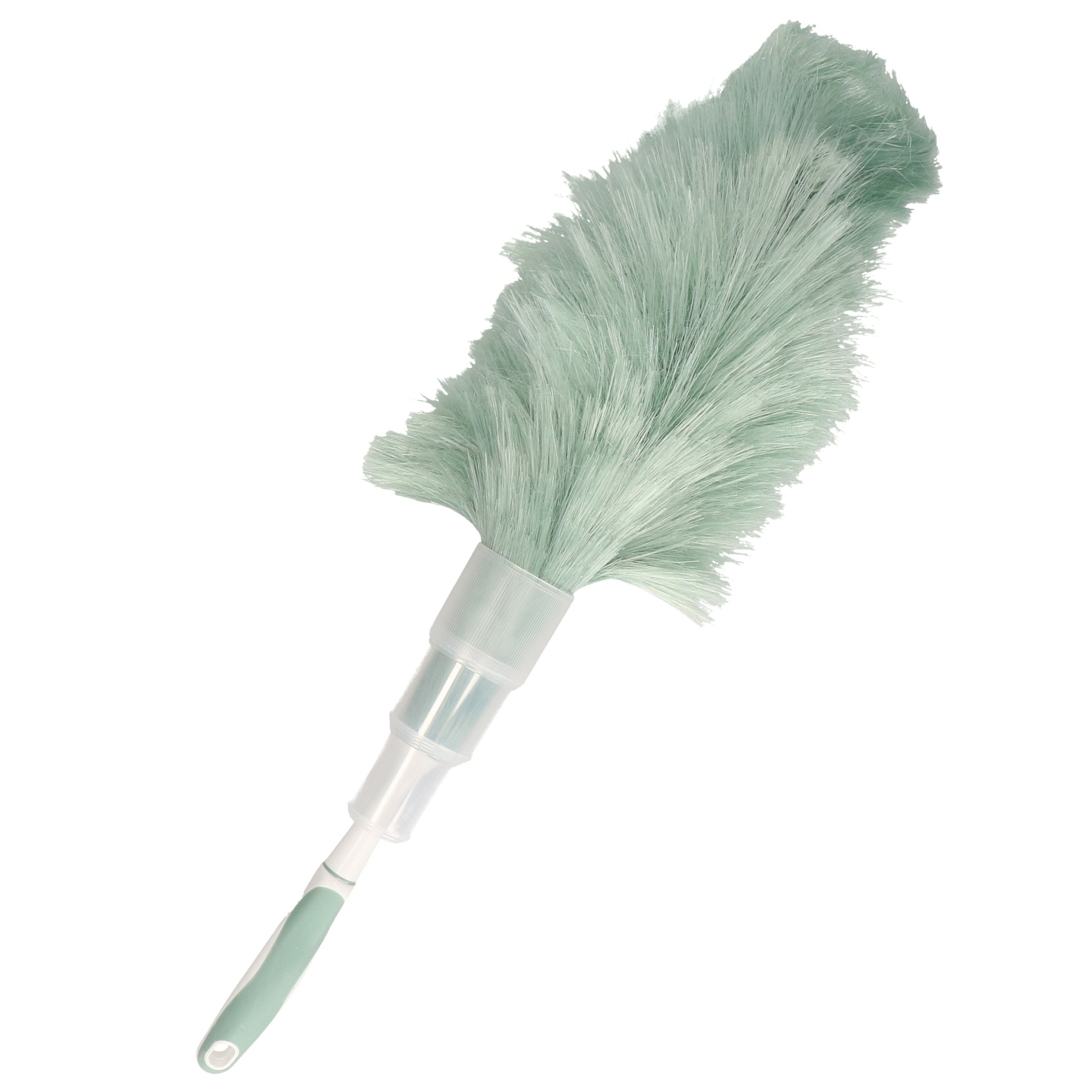 Plumeau/duster - synthetisch - groen/grijs - 55 cm - stoffer/ragebol -