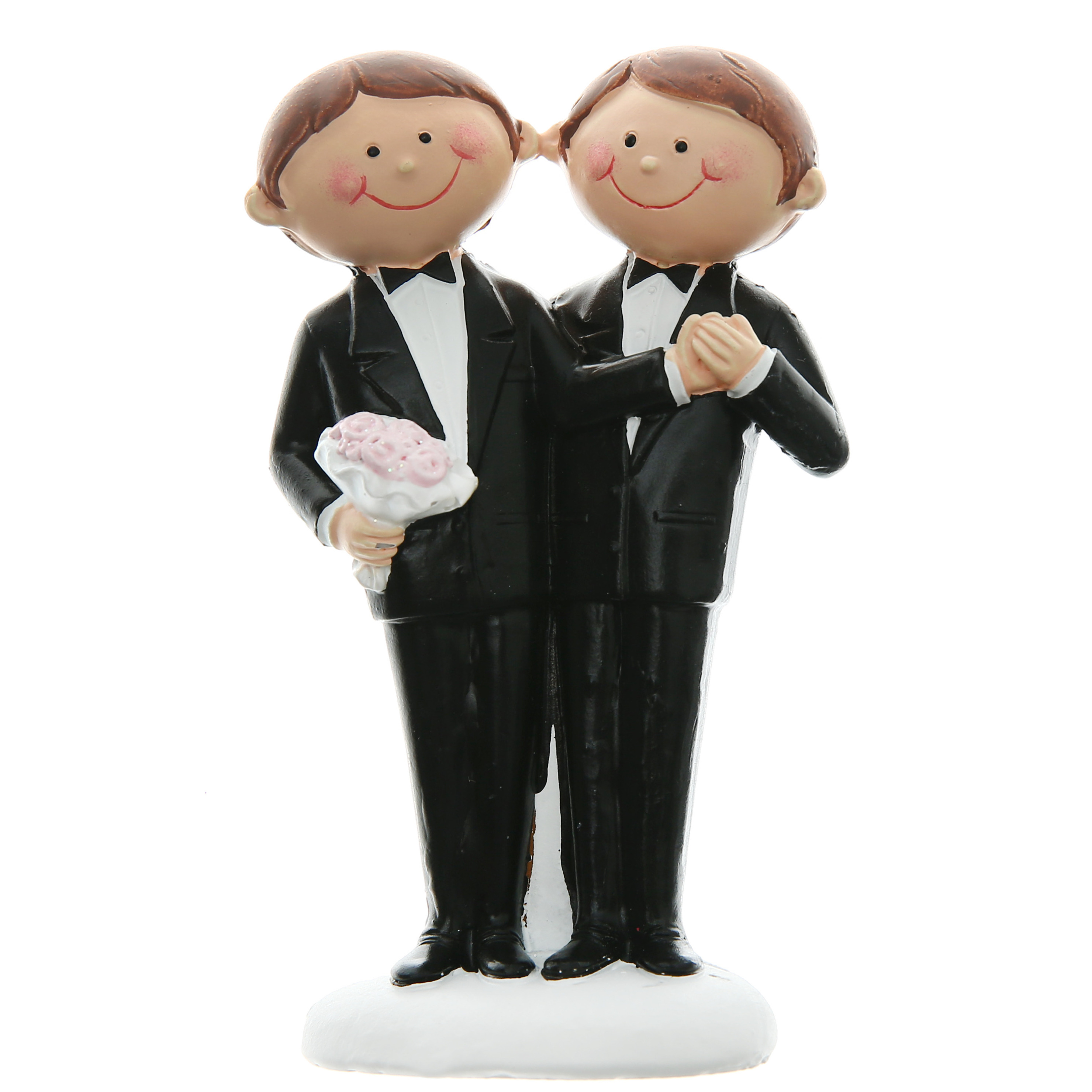 Trouwfiguurtje/caketopper bruidspaar - 2 mannen gay koppel - Bruidstaart figuren - 5 x 10 cm -