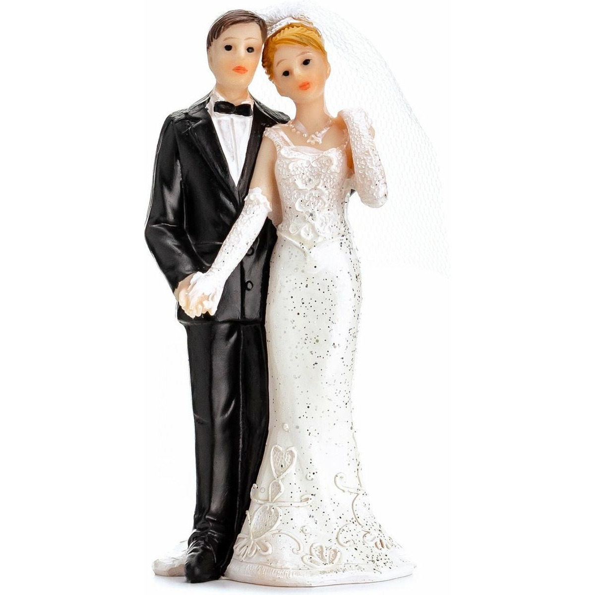 Trouwfiguurtje/caketopper bruidspaar - bruid en bruidegom klassiek - Bruidstaart figuren - 13 cm -