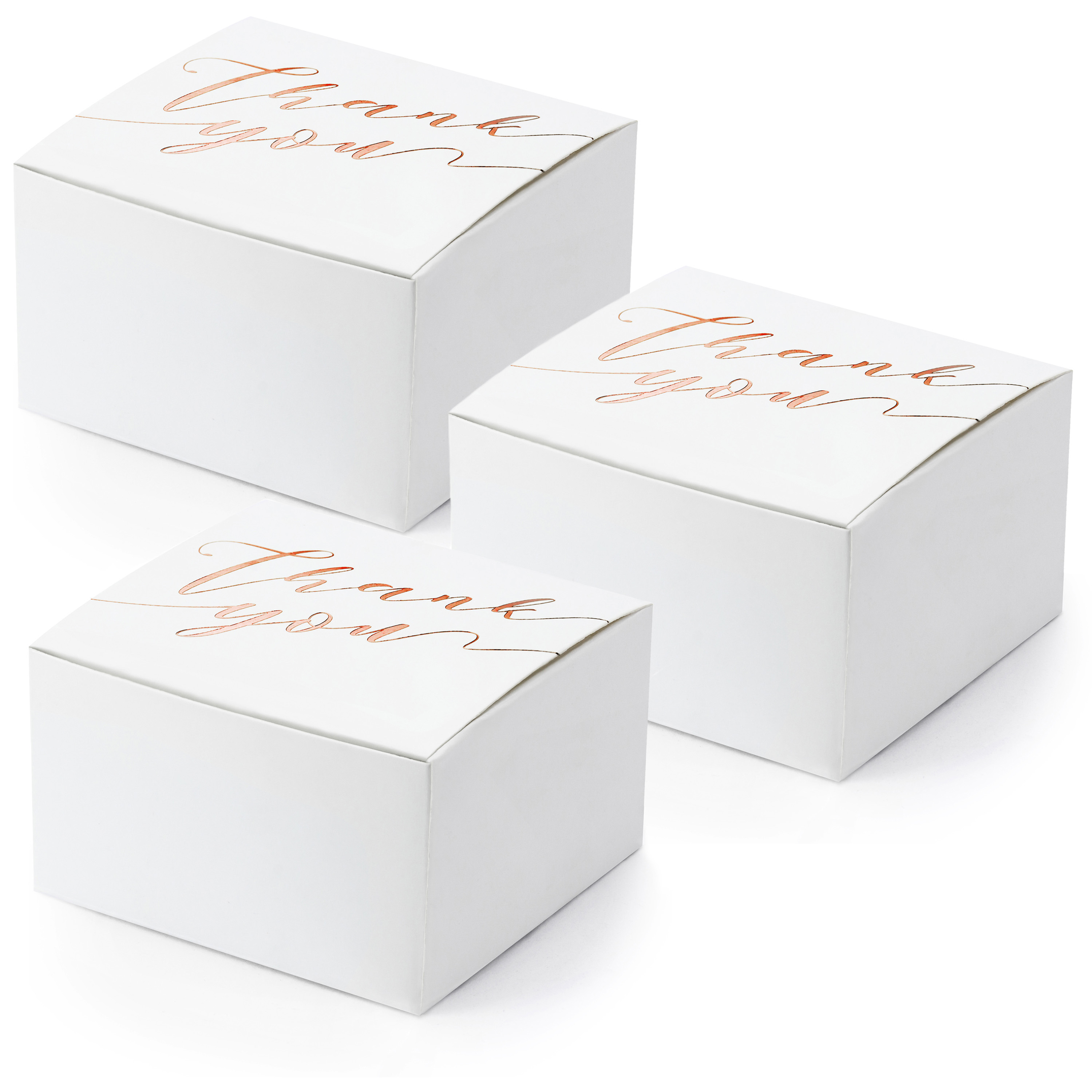 Cadeaudoosje Thank You - Bruiloft bedankje - 40x stuks - wit/rosegoud - papier - 6 x 4 cm -