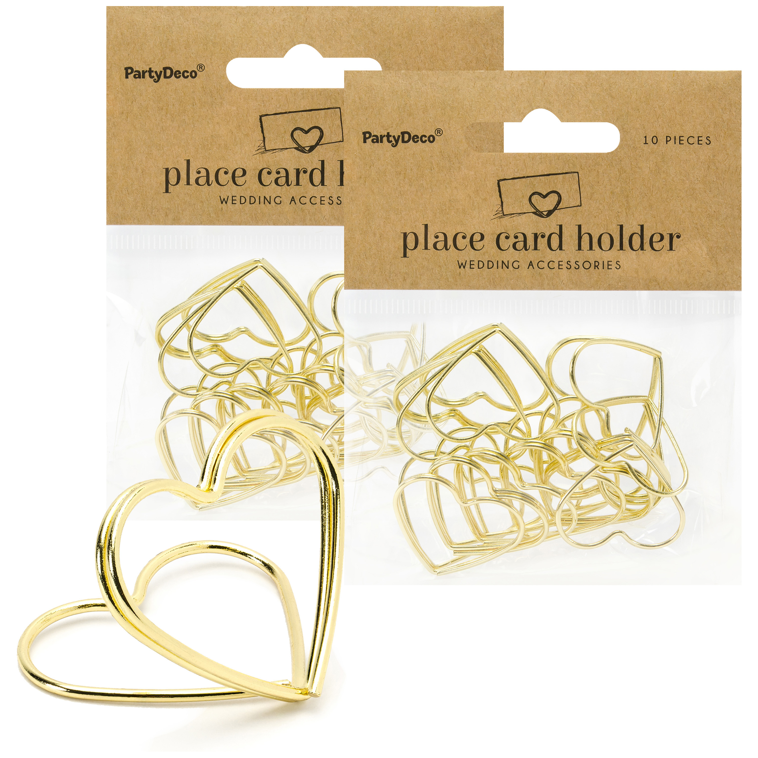 Naamkaart/plaatskaart houders - hartje - Bruiloft - 100x stuks - goud - 2,5 cm -
