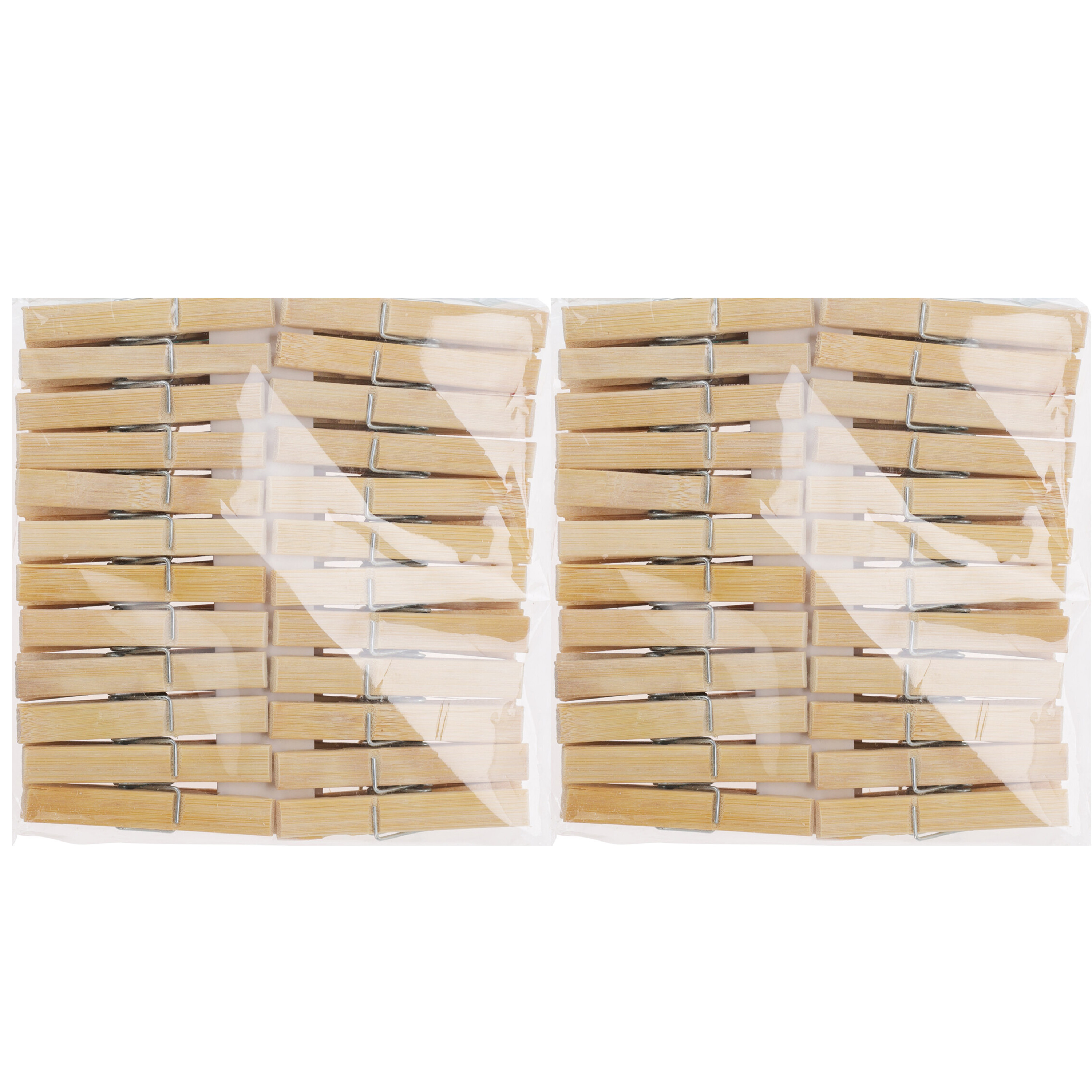 Bamboe wasknijpers - 96x - hout - 7 cm -