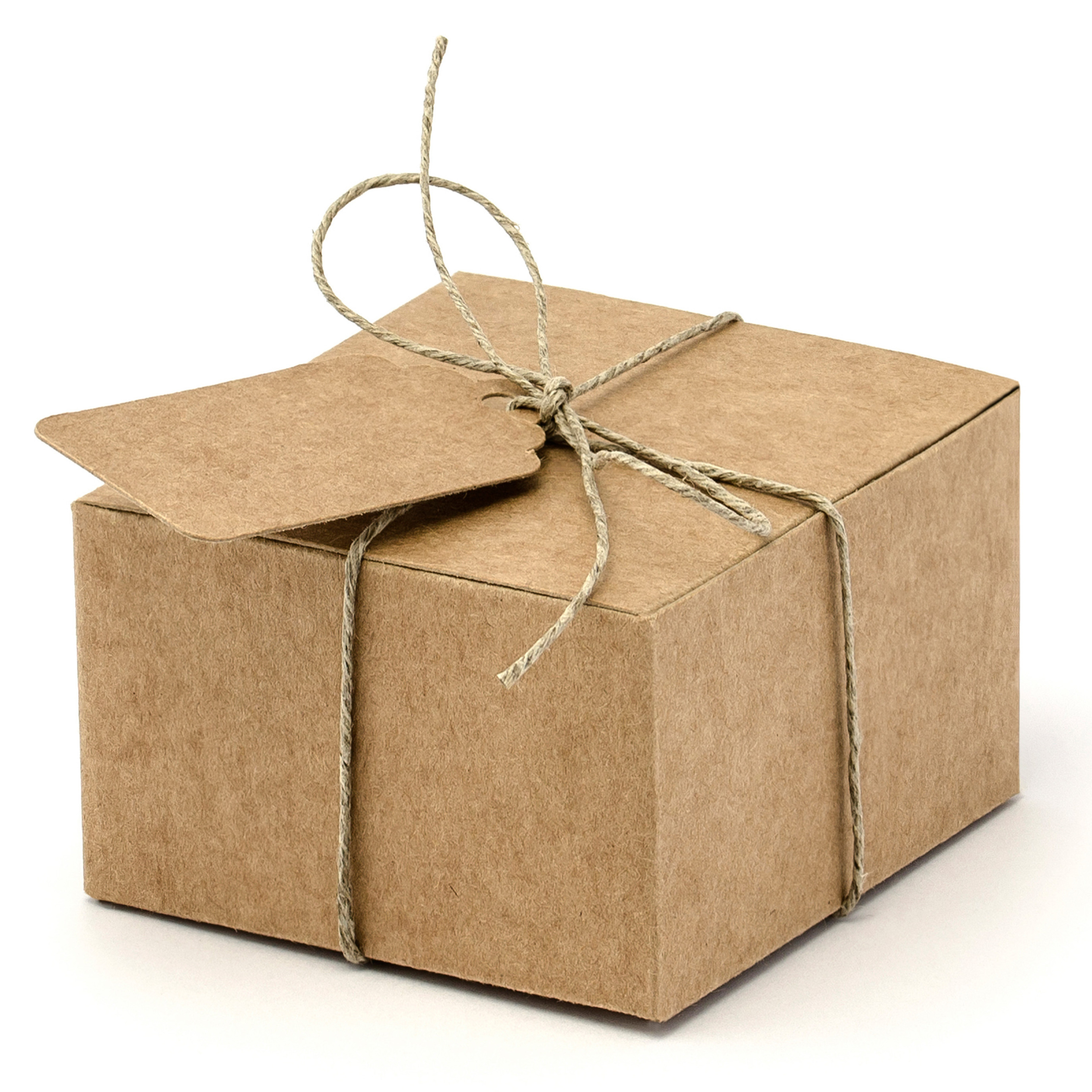 Cadeaudoosje Kraft - Bruiloft bedankje - 10x stuks met etiketten - bruin - 6 x 4 cm -