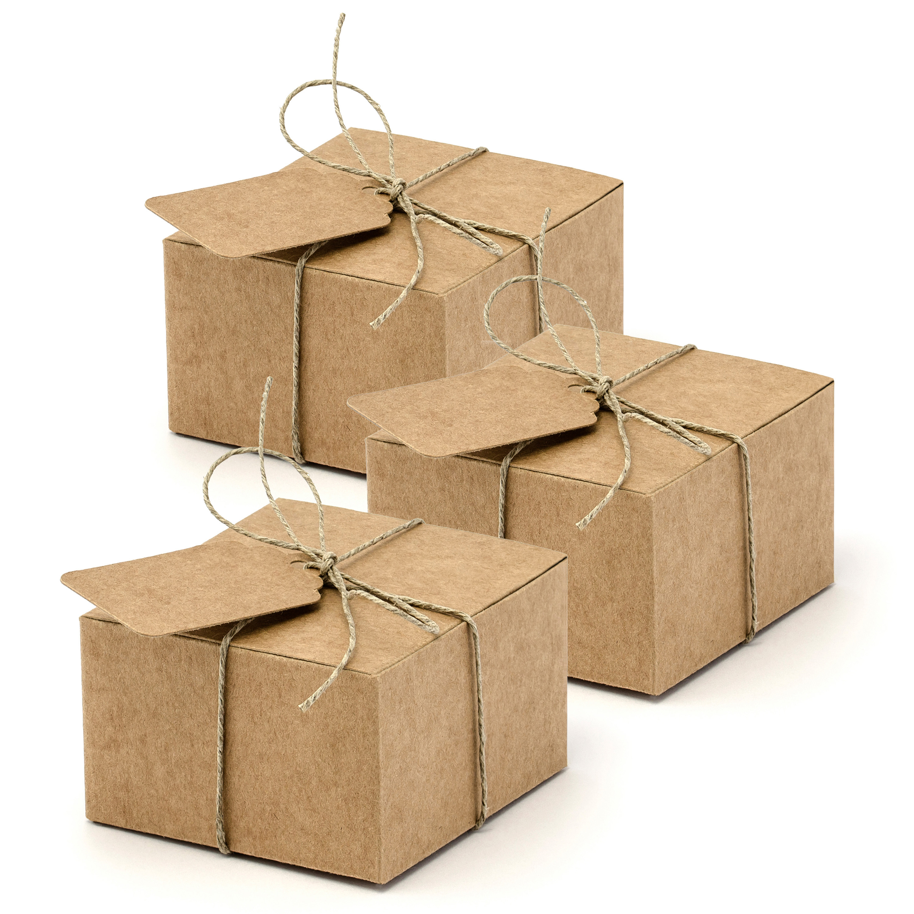 Cadeaudoosje Kraft - Bruiloft bedankje - 50x stuks met etiketten - bruin - 6 x 4 cm -