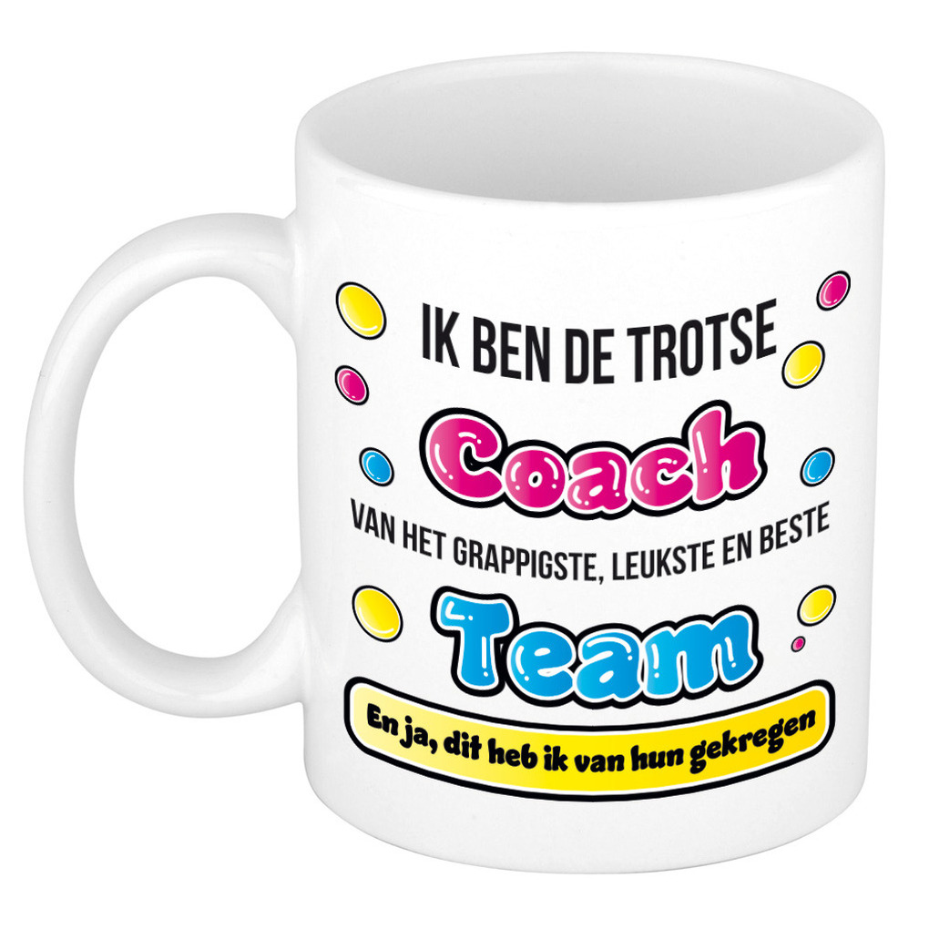 Cadeau mok voor coach - grappig - keramiek - 300 ml - trotse coach -