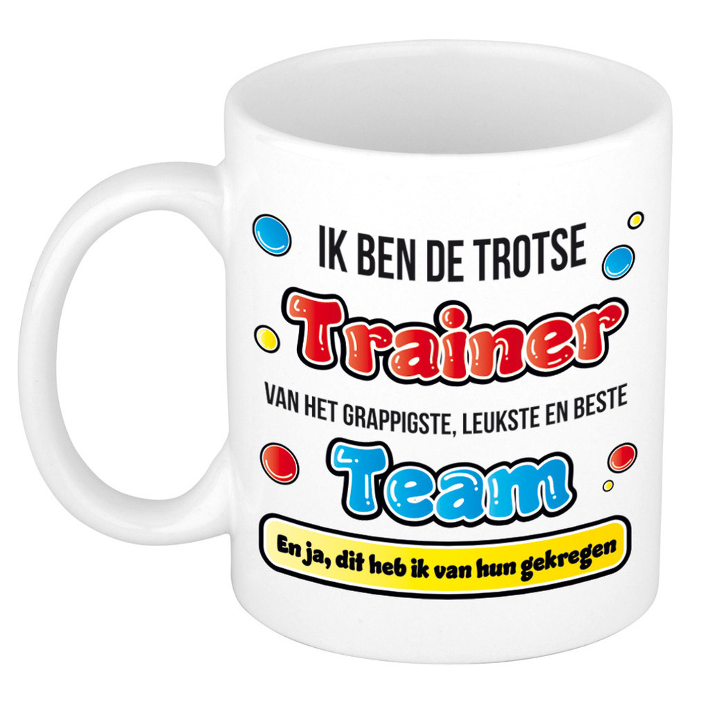 Cadeau mok voor trainer - grappig - keramiek - 300 ml - trotse trainer -