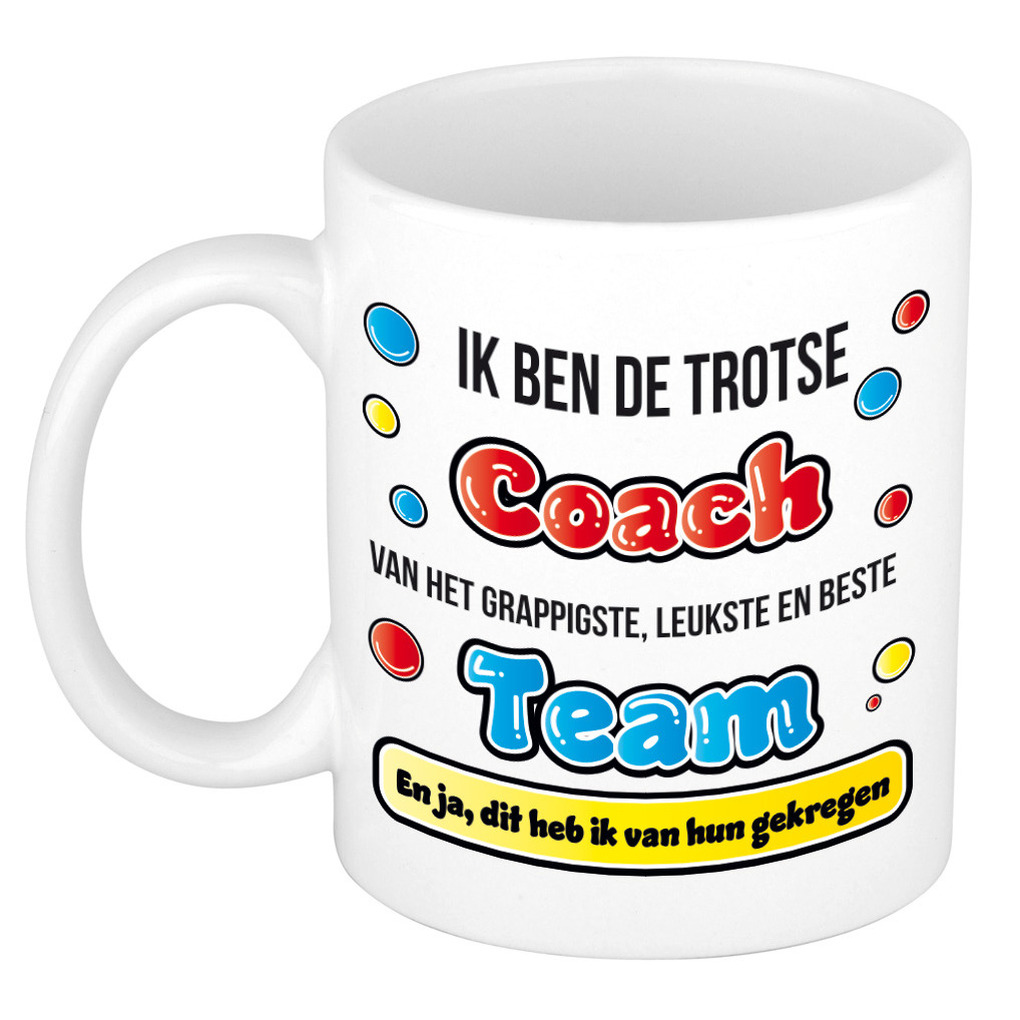 Cadeau mok voor coach - grappig - keramiek - 300 ml - trotse coach -