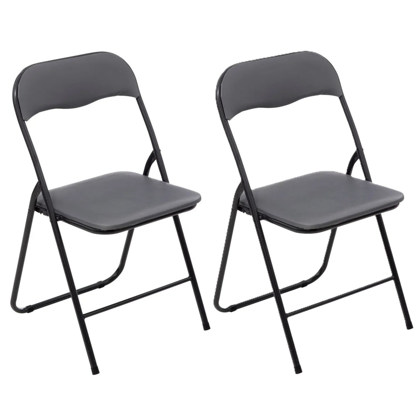 Klapstoel met pvc zitting - 2x - grijs - 44 x 48 x 79 cm - metaal -