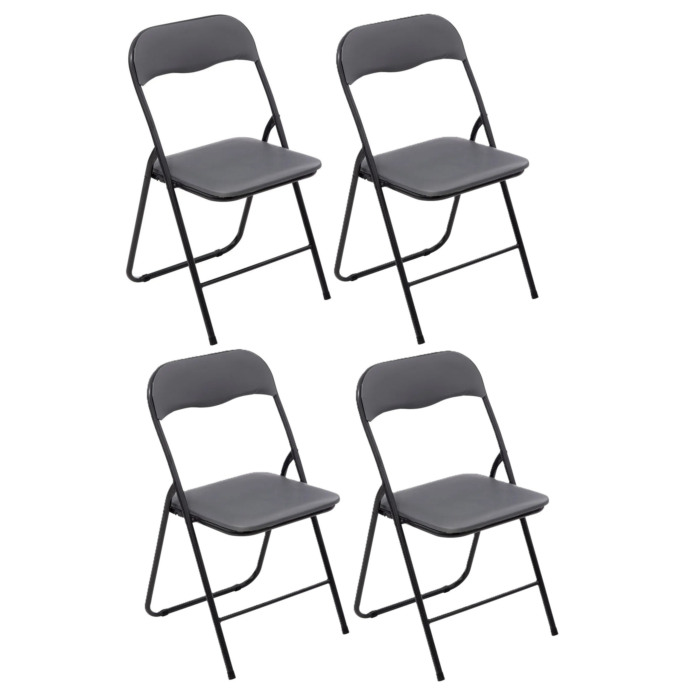 Klapstoel met pvc zitting - 4x - grijs - 44 x 48 x 79 cm - metaal -