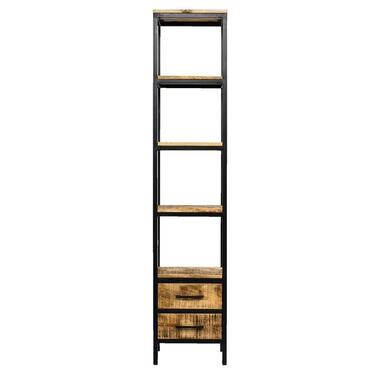 Boekenkast Kyan - zwart/naturel - 190x40x40 cm - Leen Bakker