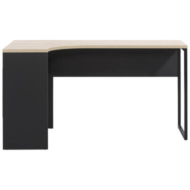Hoekbureau Hannover - zwart/eikenkleur - 76,8x145x81 cm - Leen Bakker