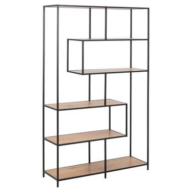 Boekenkast Jaxx - eikenkleur/zwart - 185x114x35 cm - Leen Bakker