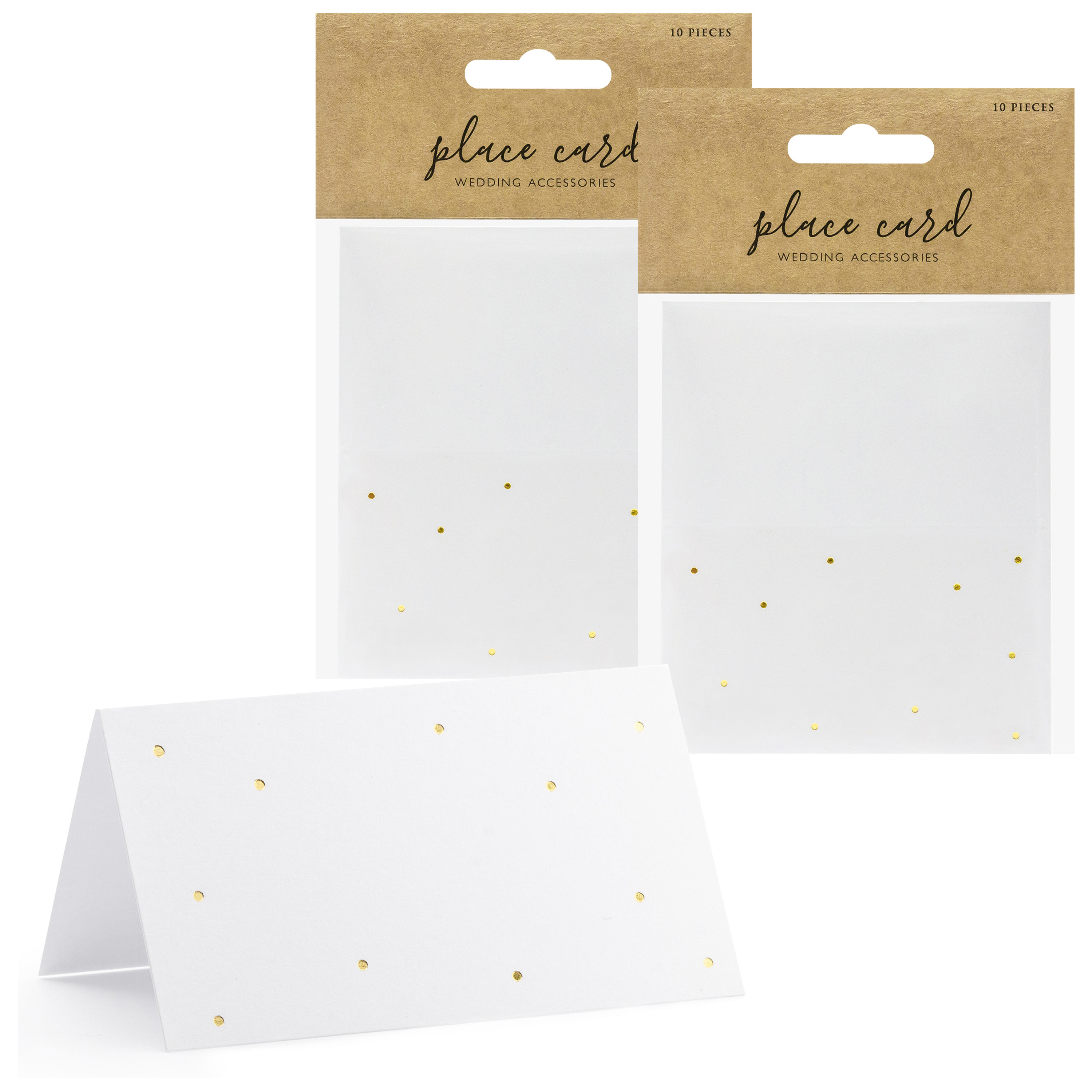 Naamkaartjes/plaatskaartjes Stippen - Bruiloft - wit/goud - 100x stuks - 10 x 6 cm -