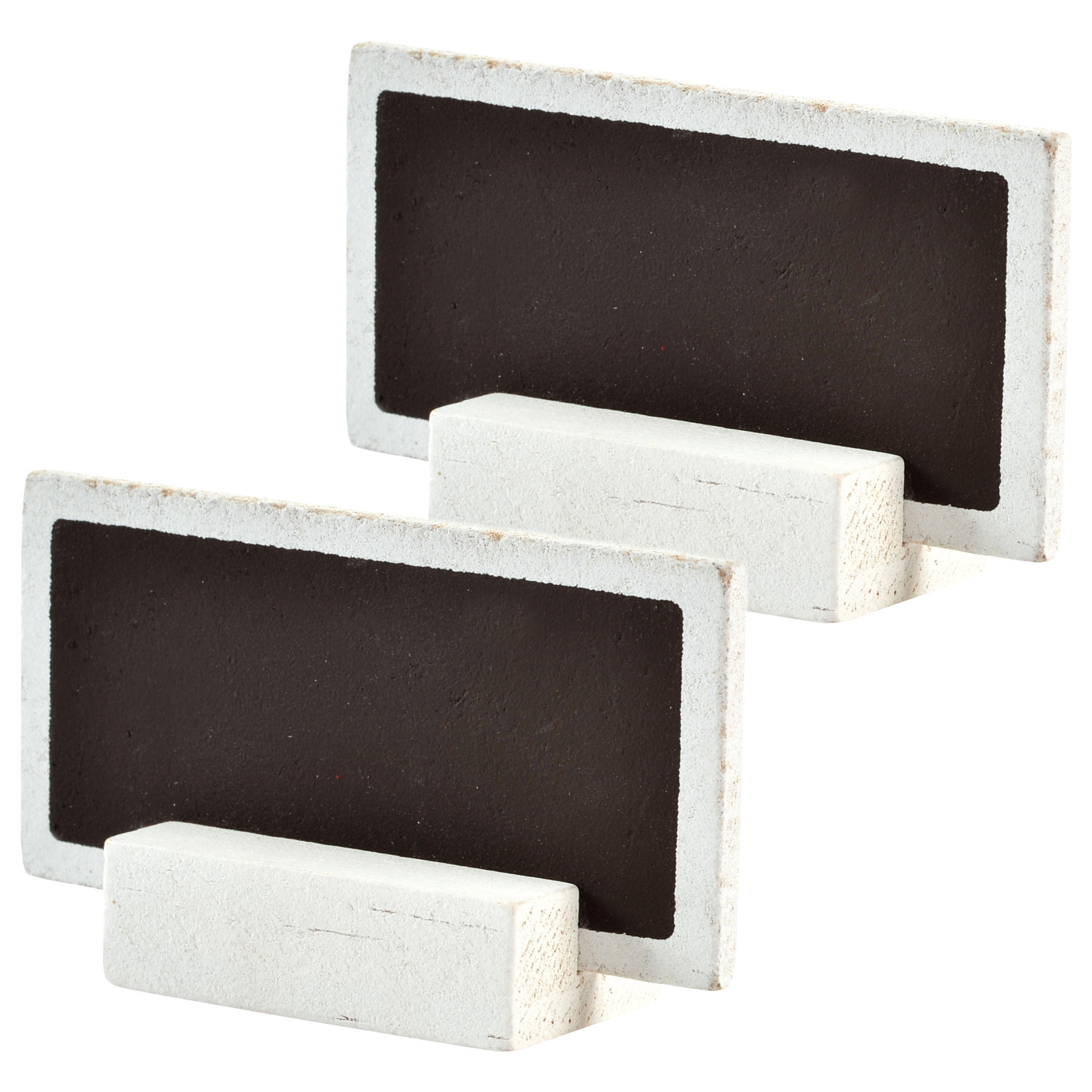 Naambordjes/plaatskaartjes met houder - Bruiloft - wit - 12x stuks - 6 x 3 cm - hout -